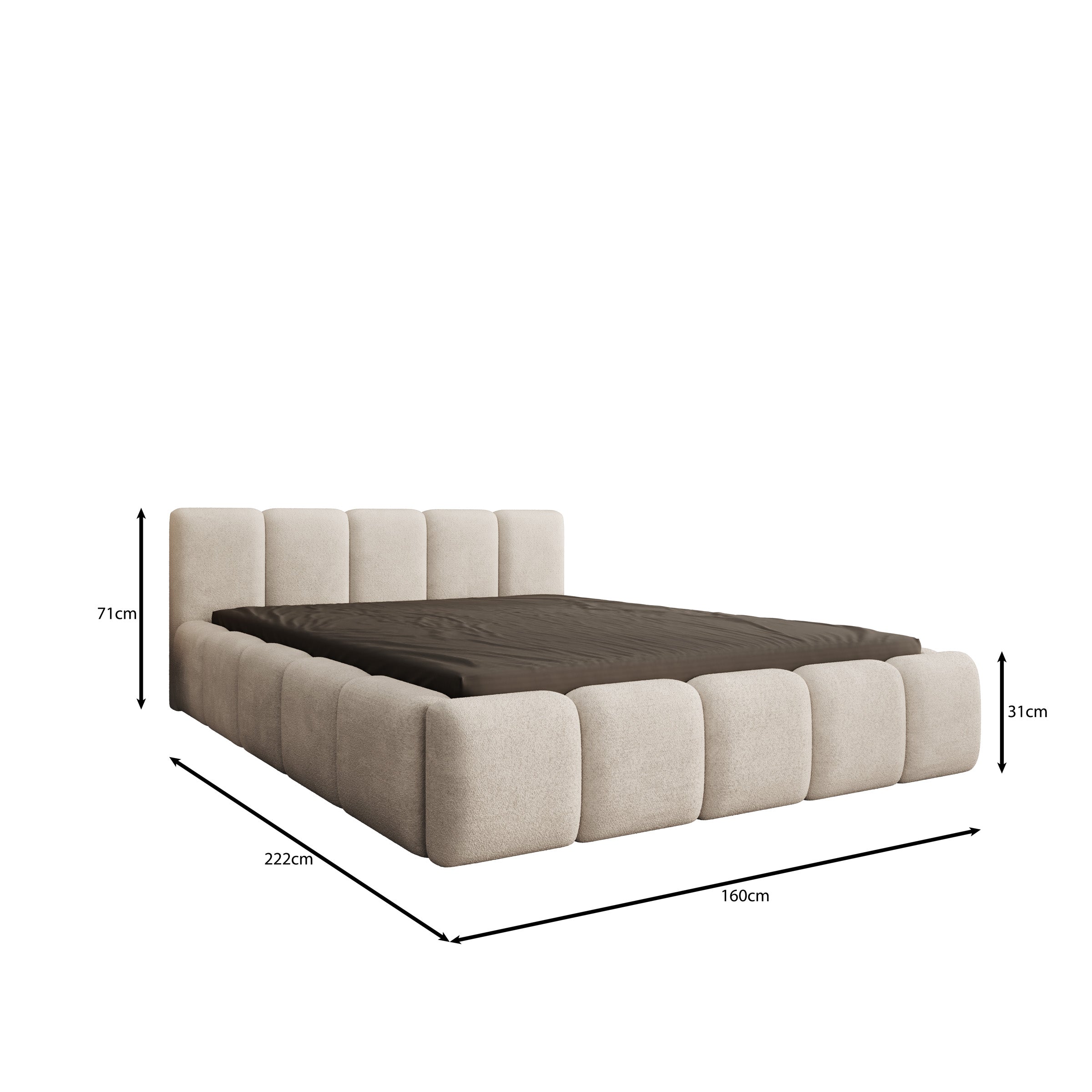 Karisma - Tweepersoonsbed met opbergruimte - Teddystof beige - 140x200 cm