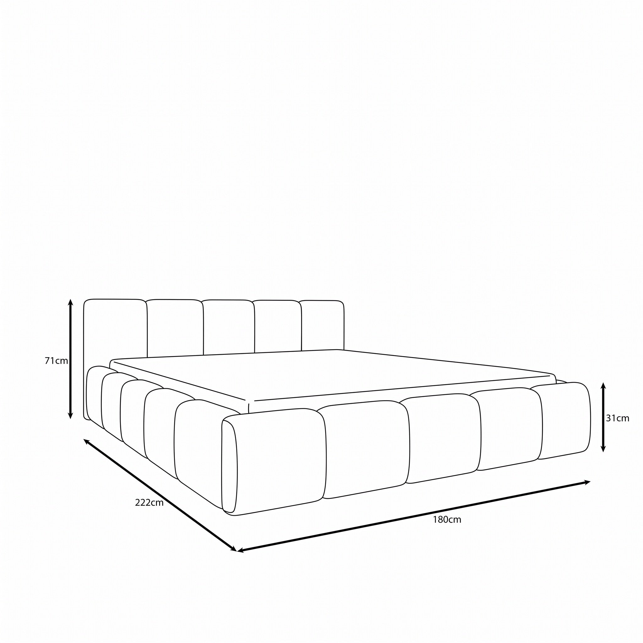 Karisma - Tweepersoonsbed met opbergruimte - Teddystof beige - 140x200 cm