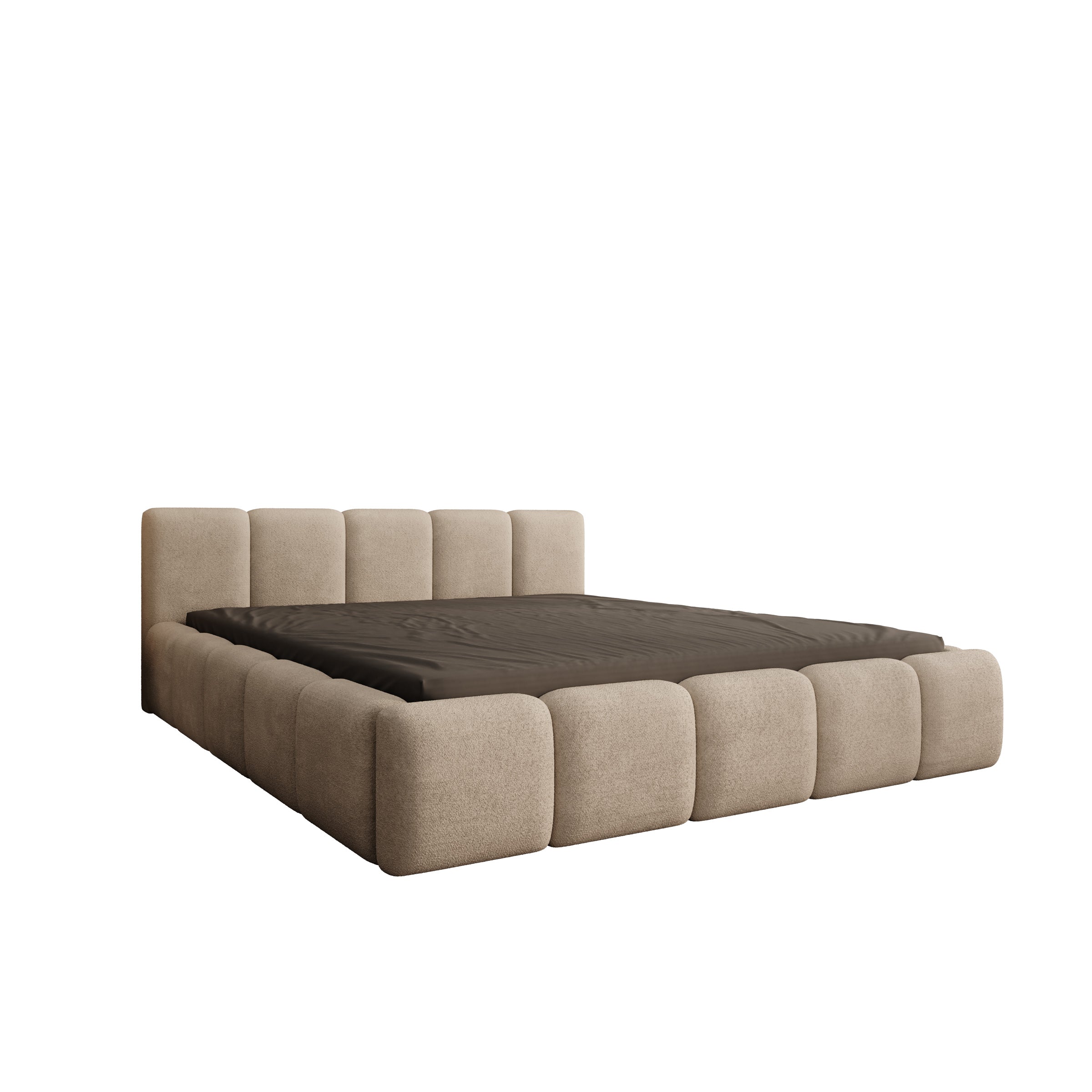 Karisma - Tweepersoonsbed met opbergruimte - Teddystof beige - 160x200 cm