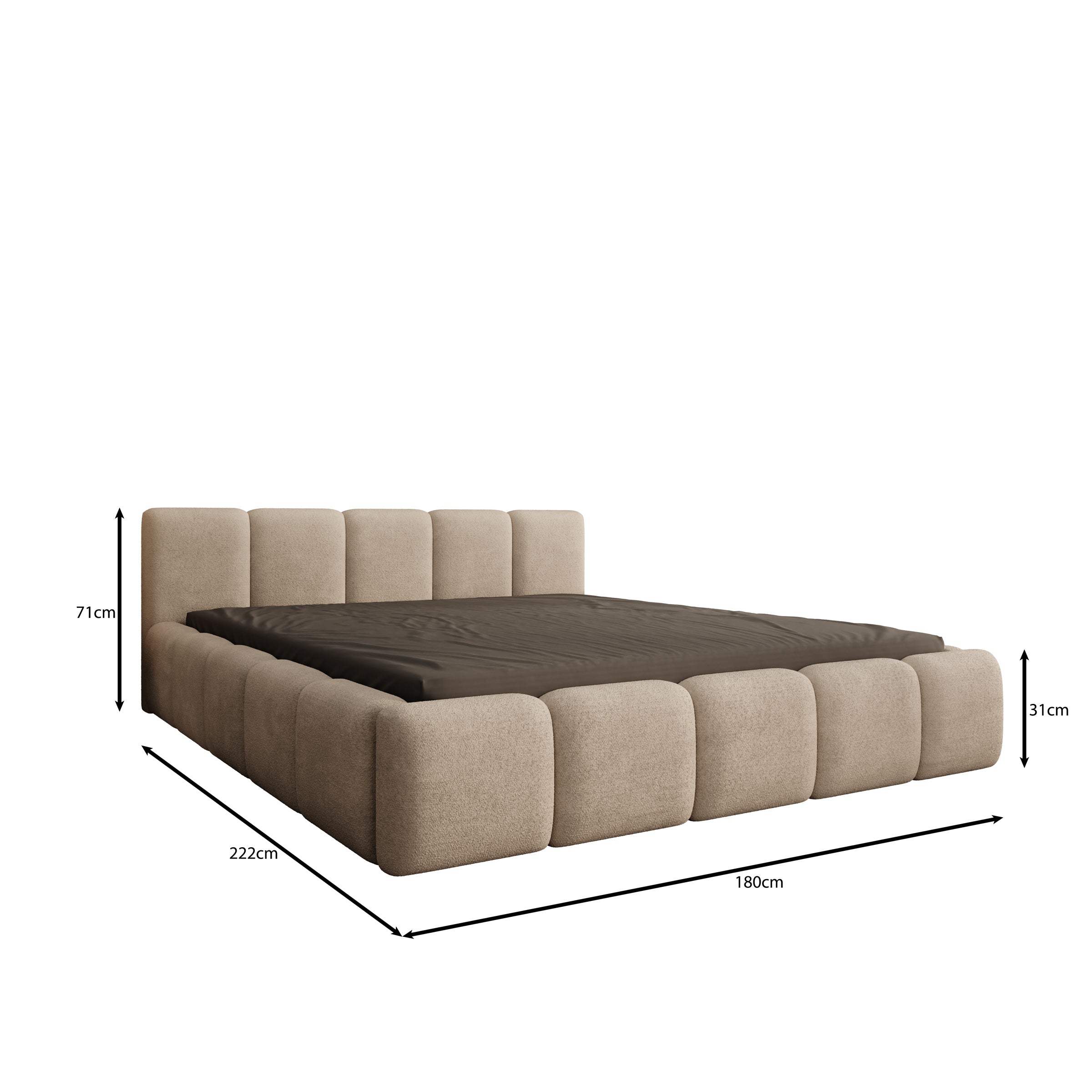 Karisma - Tweepersoonsbed met opbergruimte - Teddystof beige - 160x200 cm
