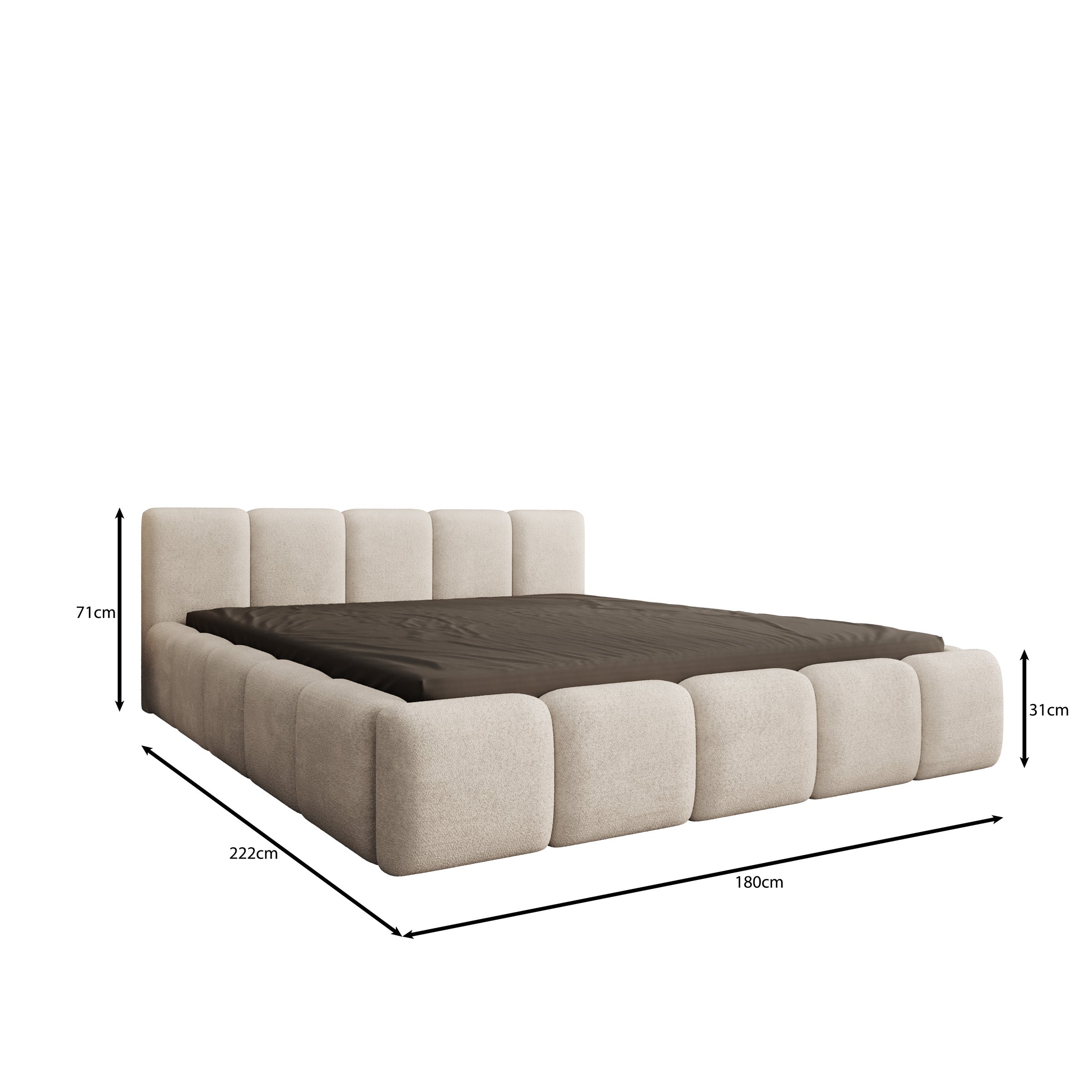 Karisma - Tweepersoonsbed met opbergruimte - Teddystof beige - 160x200 cm
