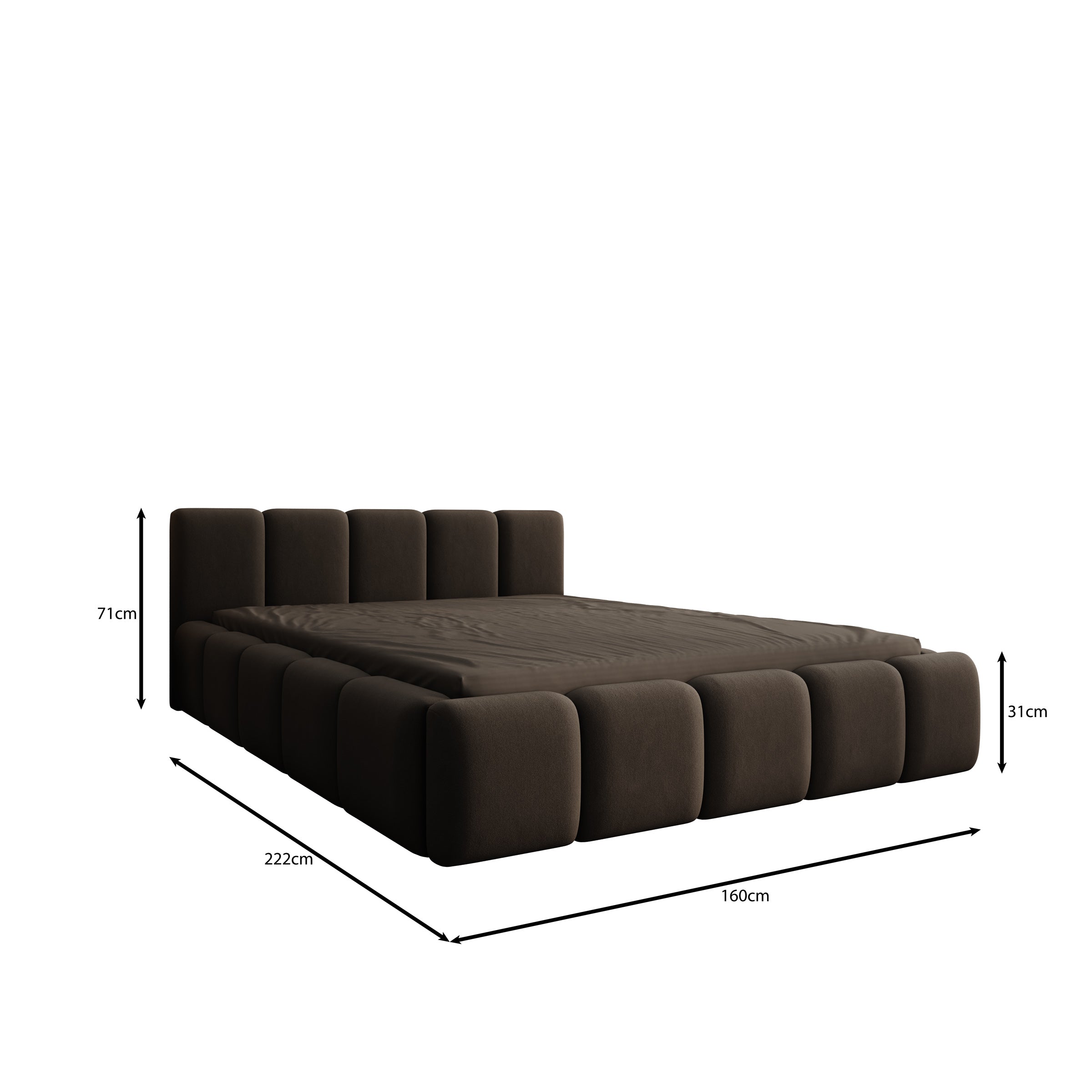 Karisma - Tweepersoonsbed met opbergruimte - Zwart velvet - 140x200 cm