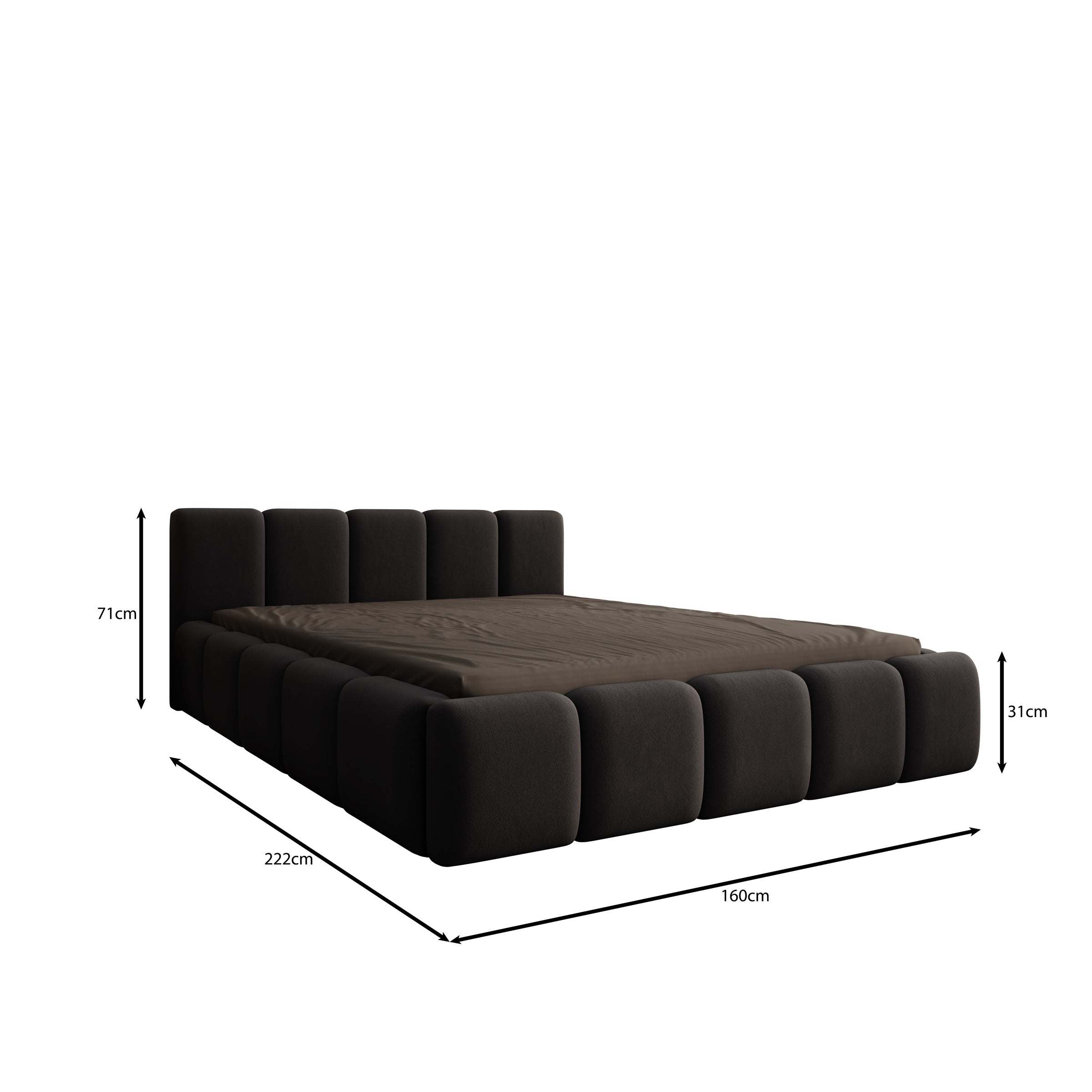 Karisma - Tweepersoonsbed met opbergruimte - Zwart velvet - 140x200 cm