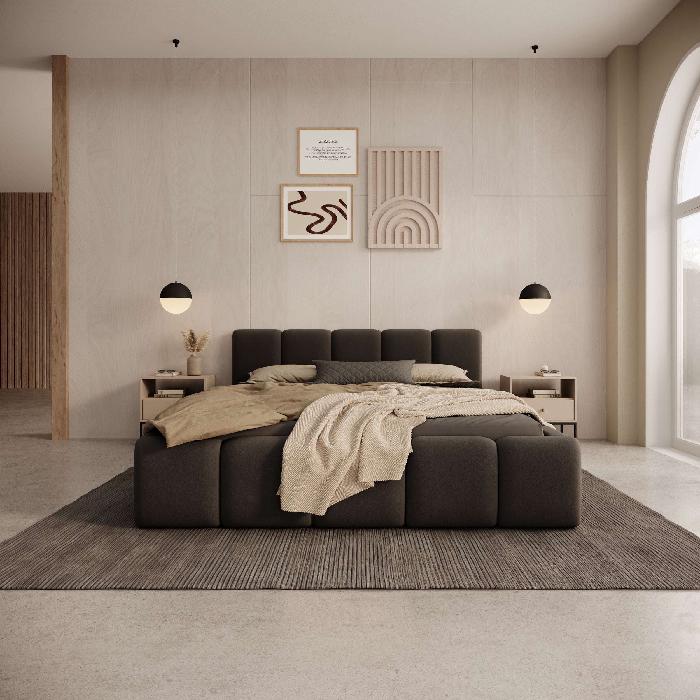 Karisma - Tweepersoonsbed met opbergruimte - Zwart velvet - 140x200 cm