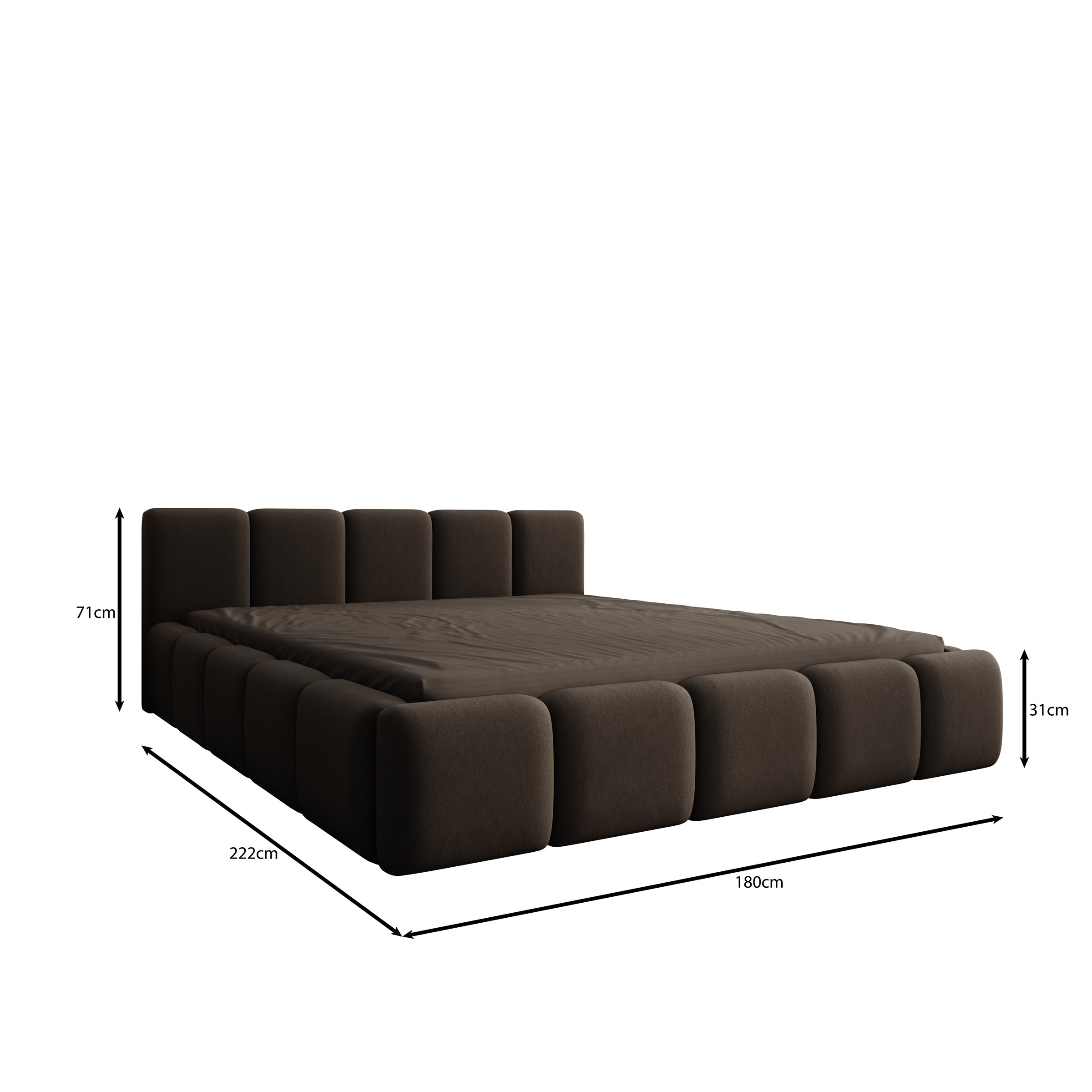 Karisma - Tweepersoonsbed met opbergruimte - Zwart velvet - 160x200 cm