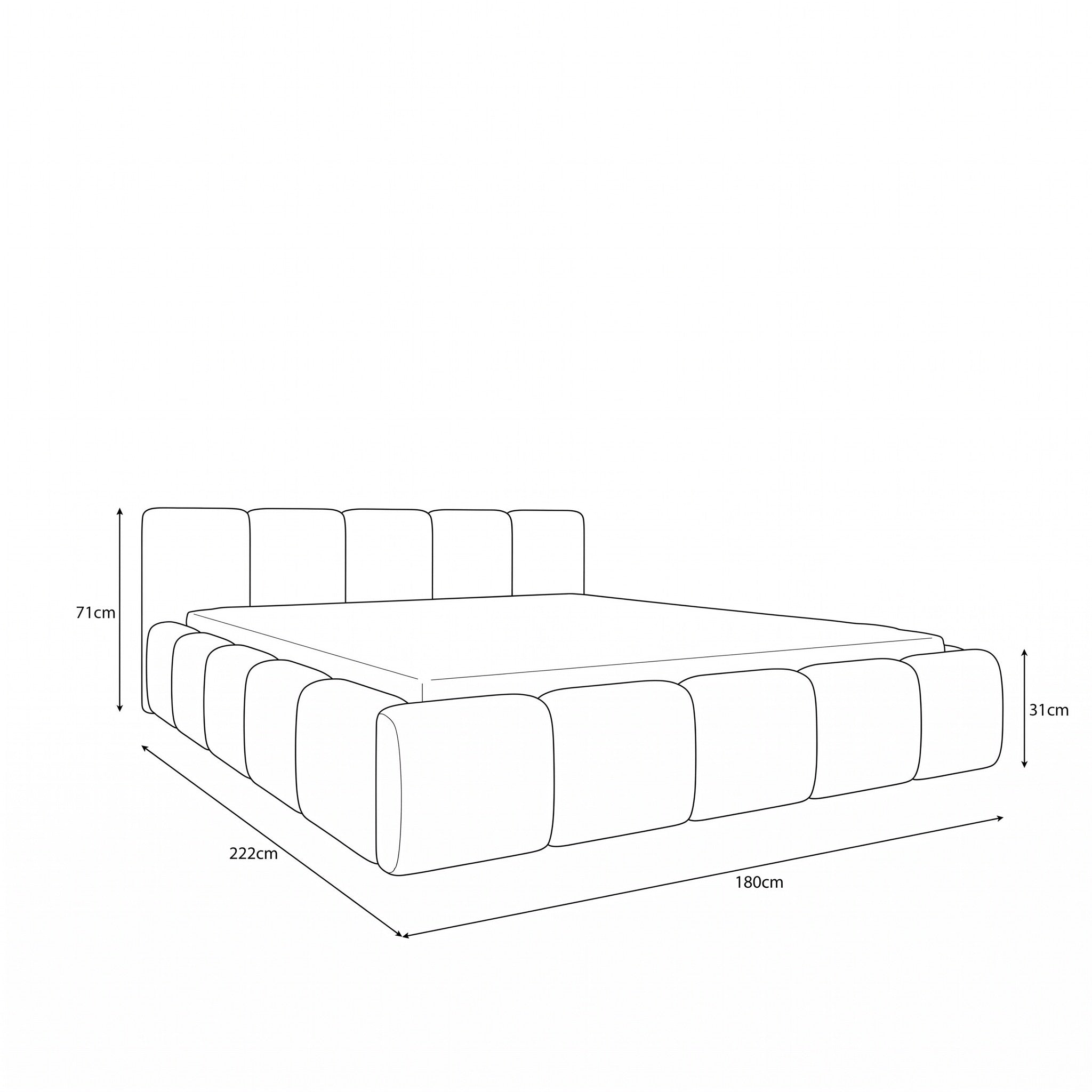 Karisma - Tweepersoonsbed met opbergruimte - Zwart velvet - 160x200 cm