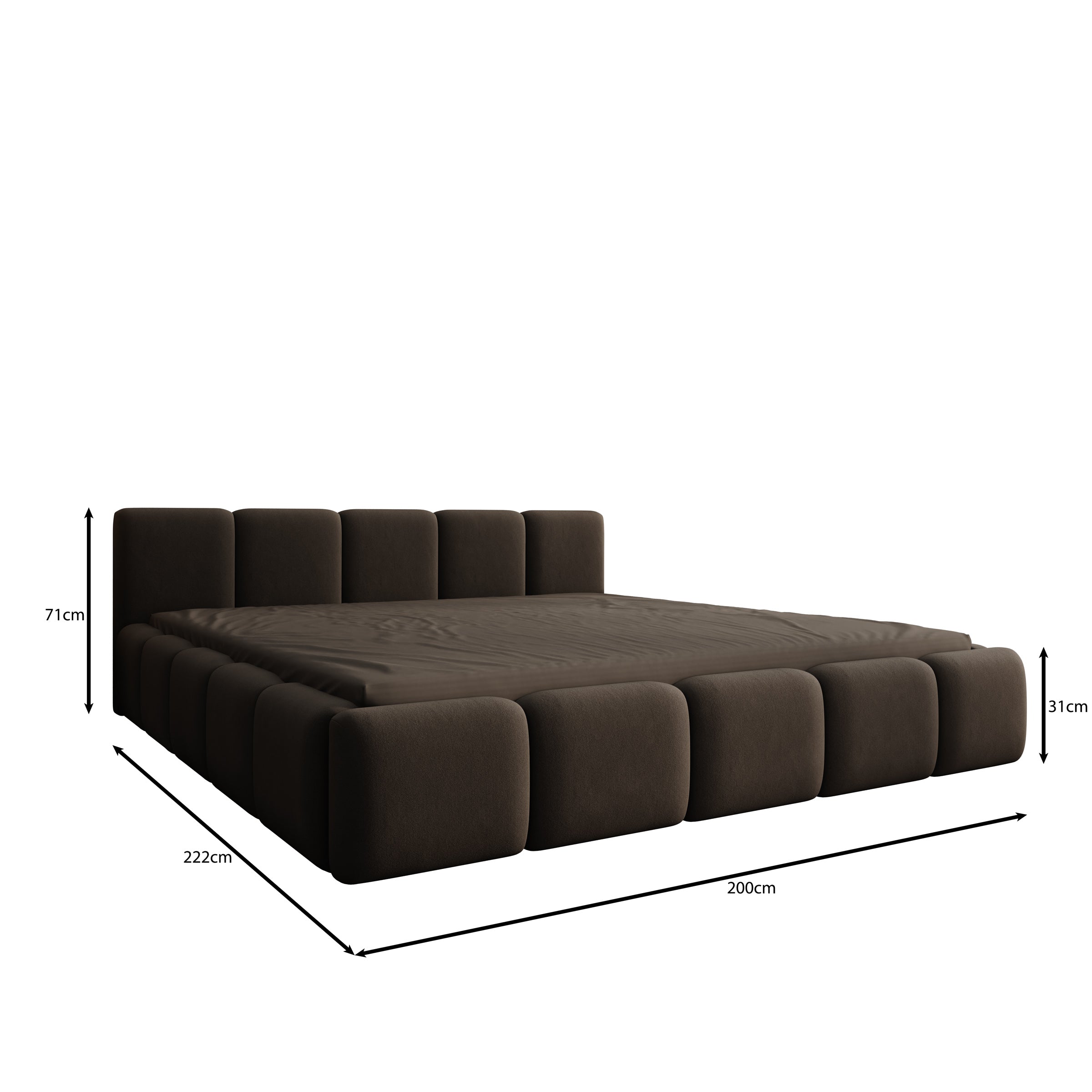 Karisma - Tweepersoonsbed met opbergruimte - Zwart velvet - 180x200 cm