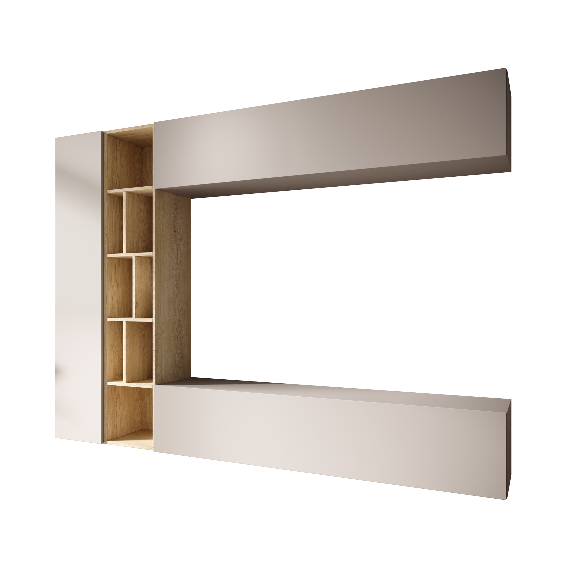 Kastila - Wandmeubel - Beige/Eikenpatroon - 224x33x160 cm