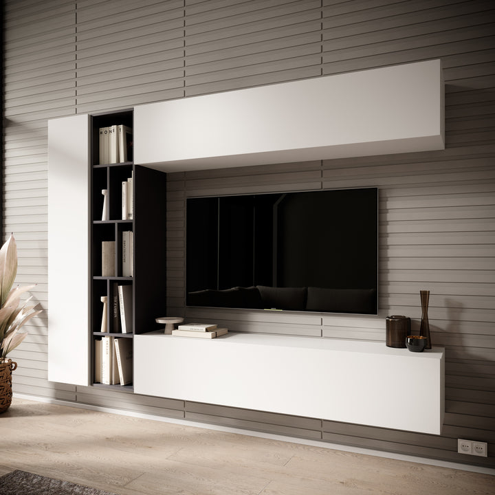 Kastila - Wandmeubel - Wit/Grijs- 224x33x160 cm