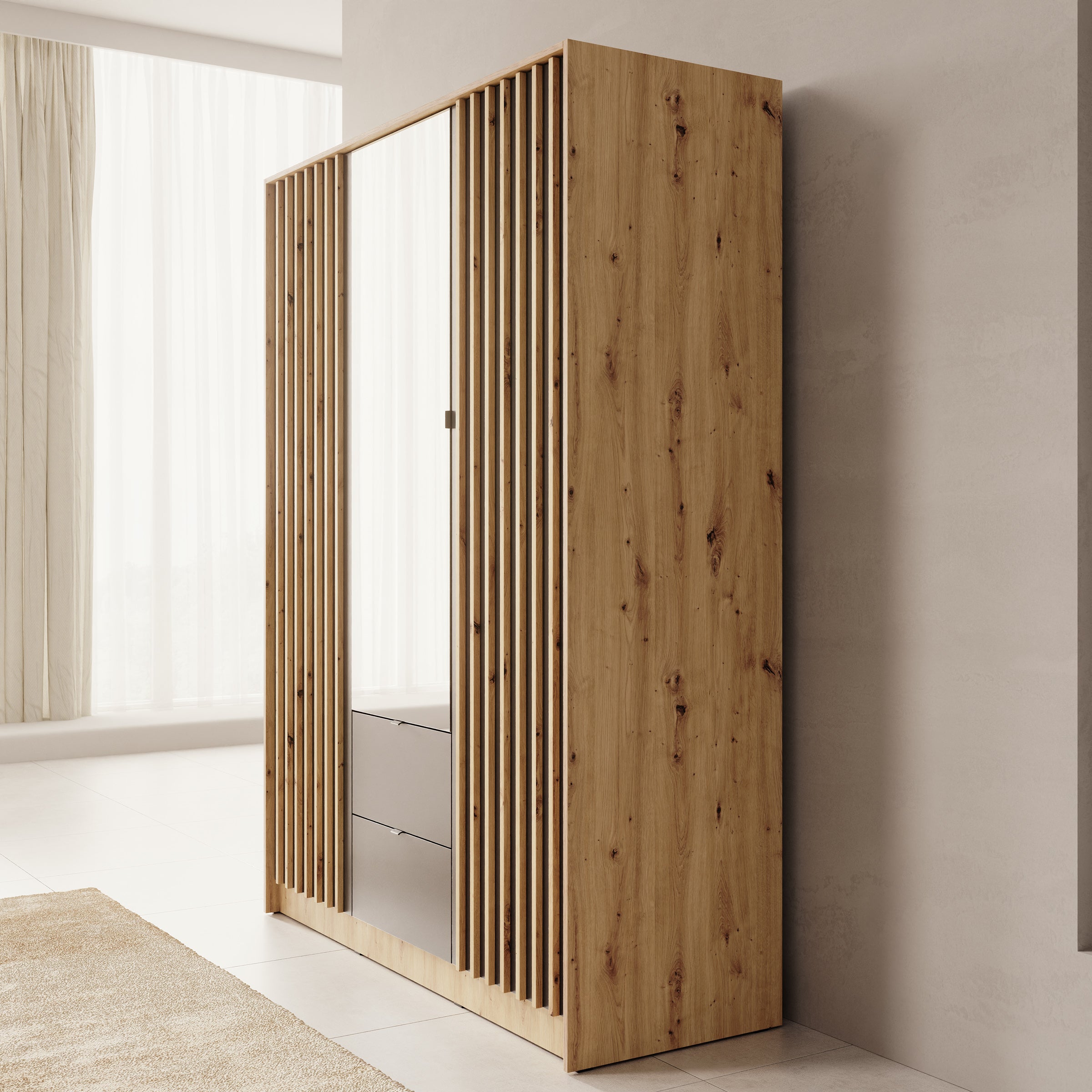 Kavalli - Kledingkast 3-deurs - Eikenpatroon - 151x55x201 cm