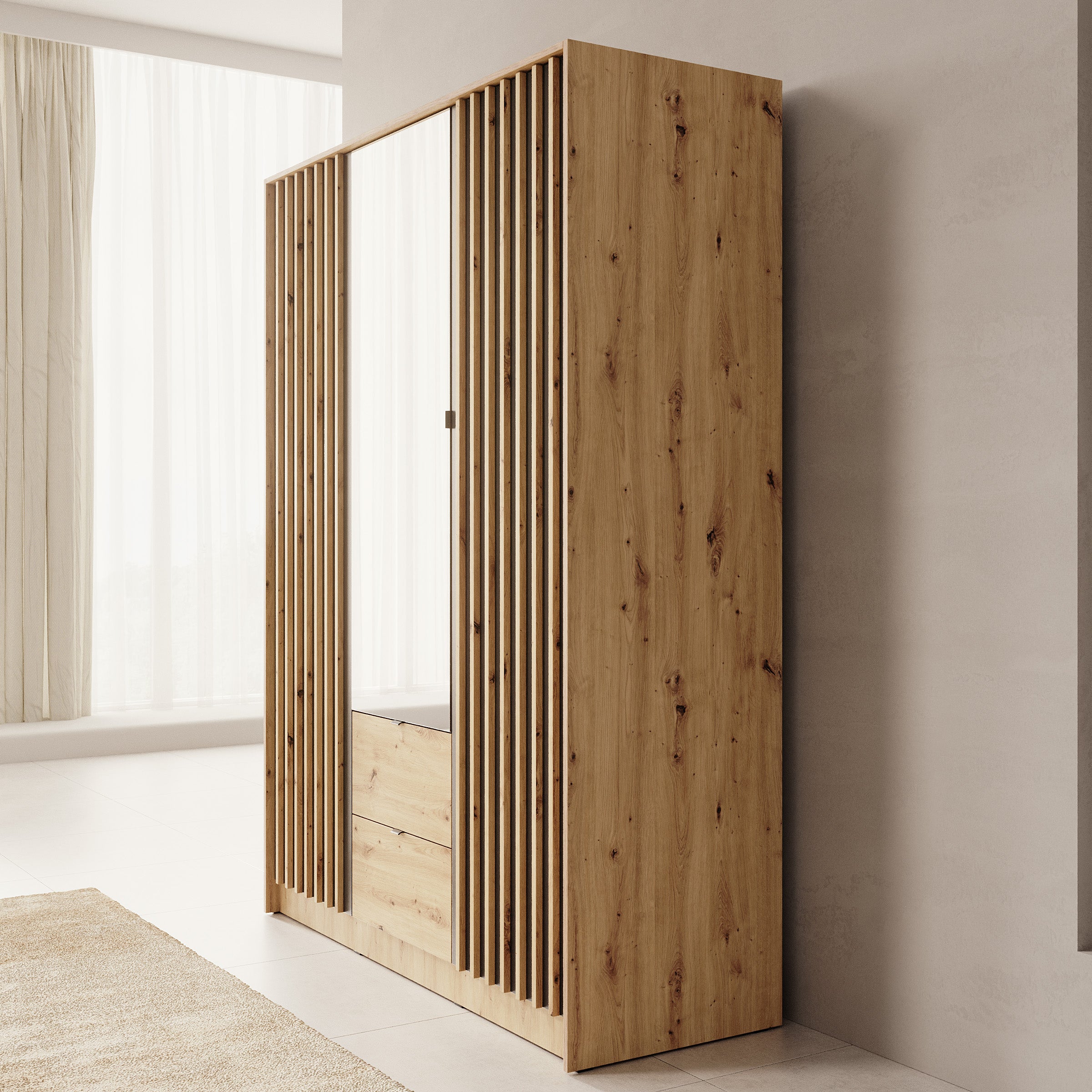 Kavalli - Kledingkast 3-deurs - Eikenpatroon - 151x55x201 cm