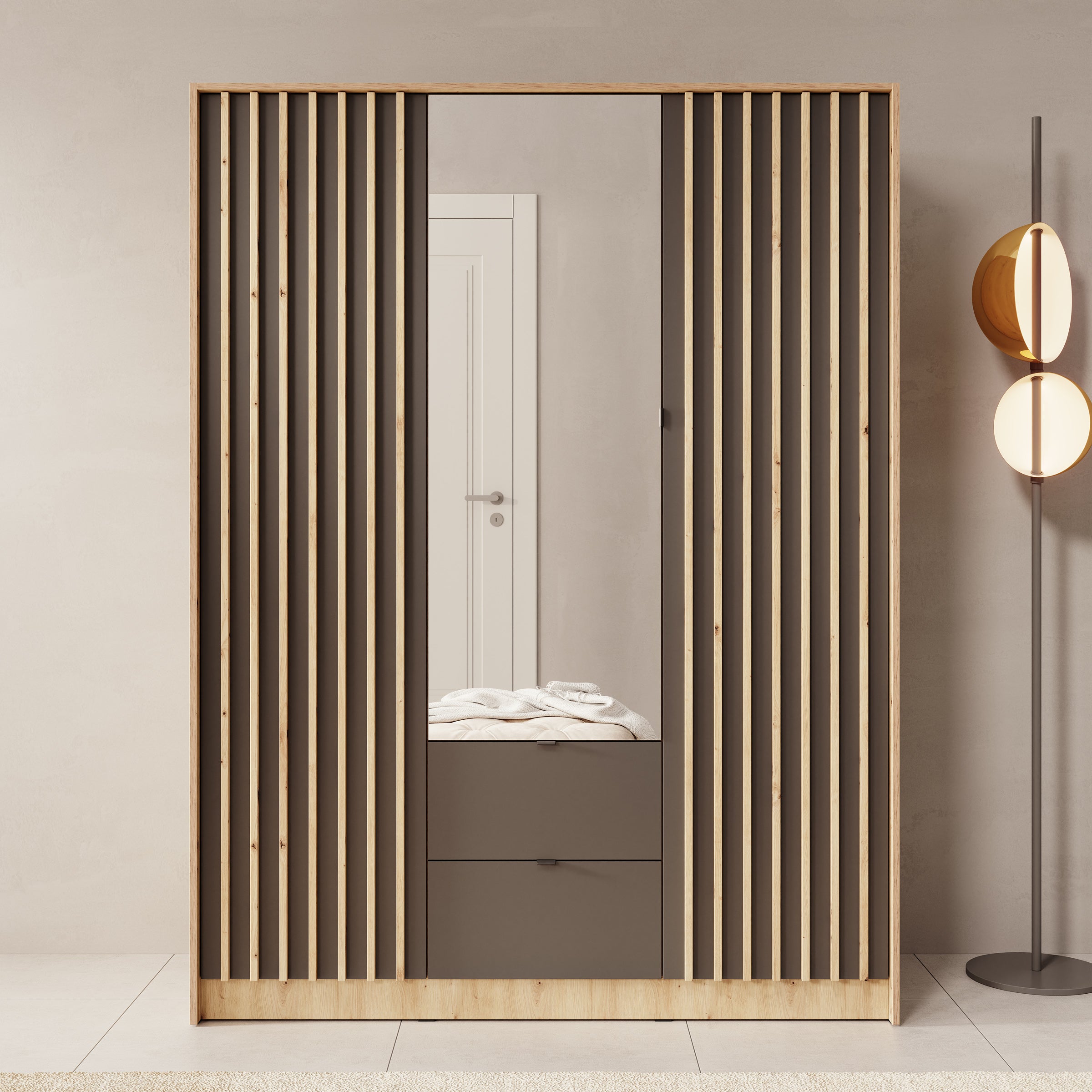 Kavalli - Kledingkast 3-deurs - Eikenpatroon - 151x55x201 cm
