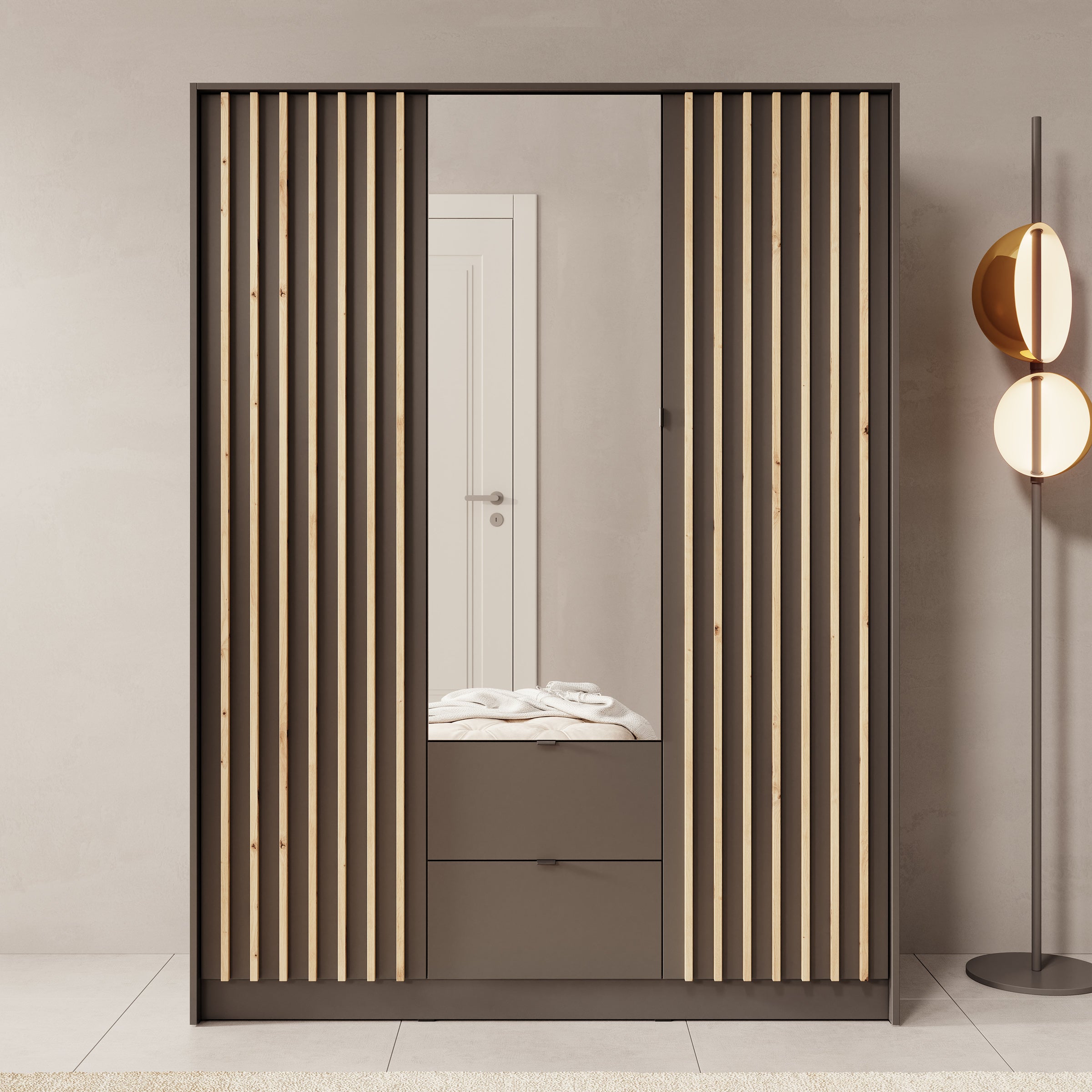 Kavalli - Kledingkast 3-deurs - Zwart - 151x55x201 cm