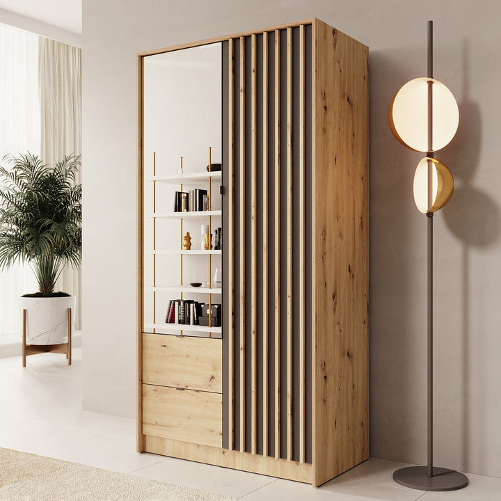 Kavalli - Kledingkast met 2 deuren - Eikenpatroon - 102x55x201 cm