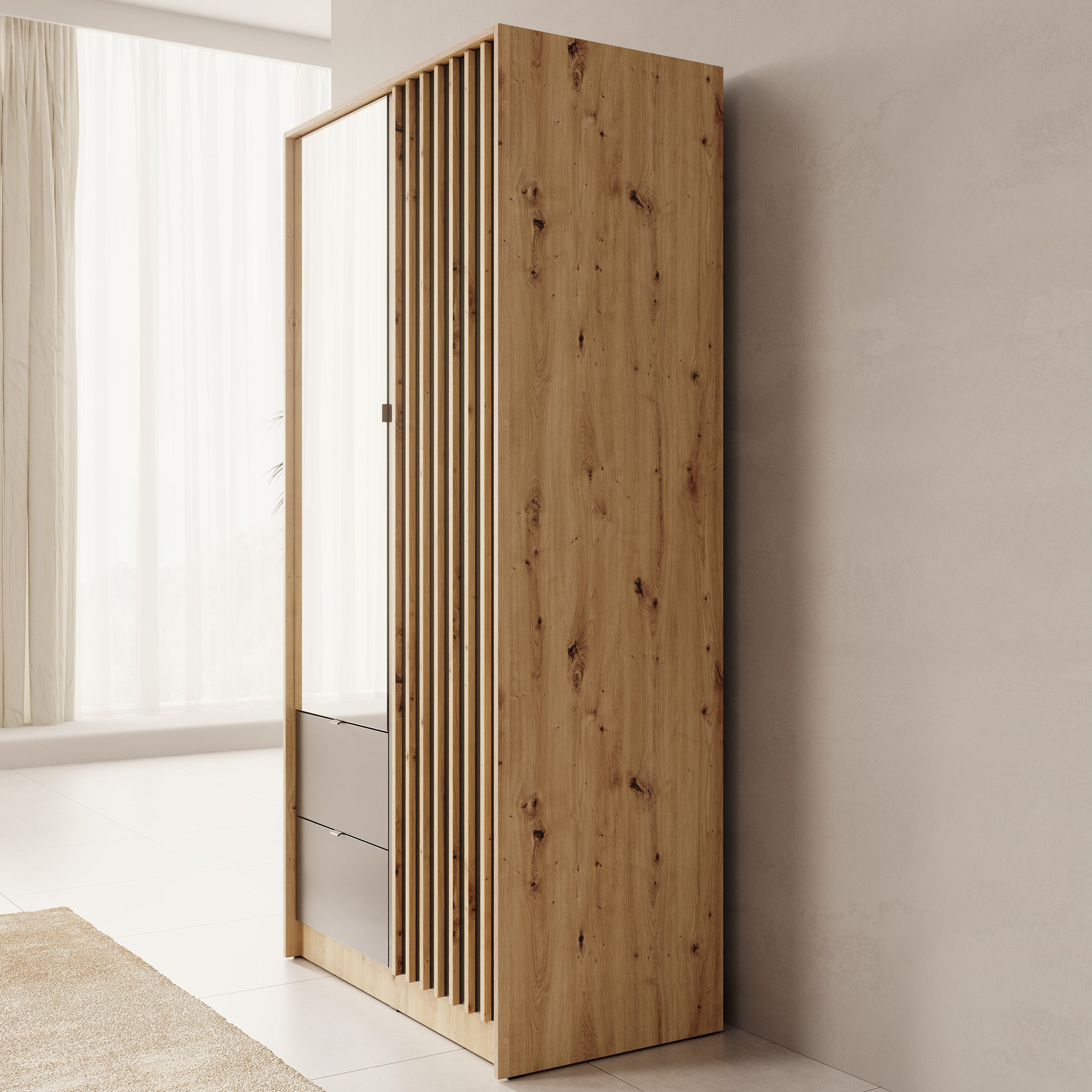 Kavalli - Kledingkast met 2 deuren - Eikenpatroon - 102x55x201 cm