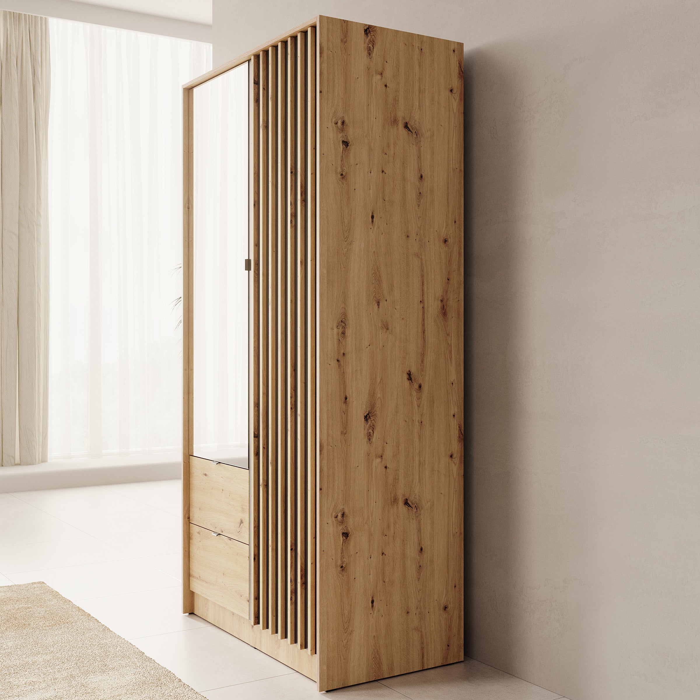 Kavalli - Kledingkast met 2 deuren - Eikenpatroon - 102x55x201 cm