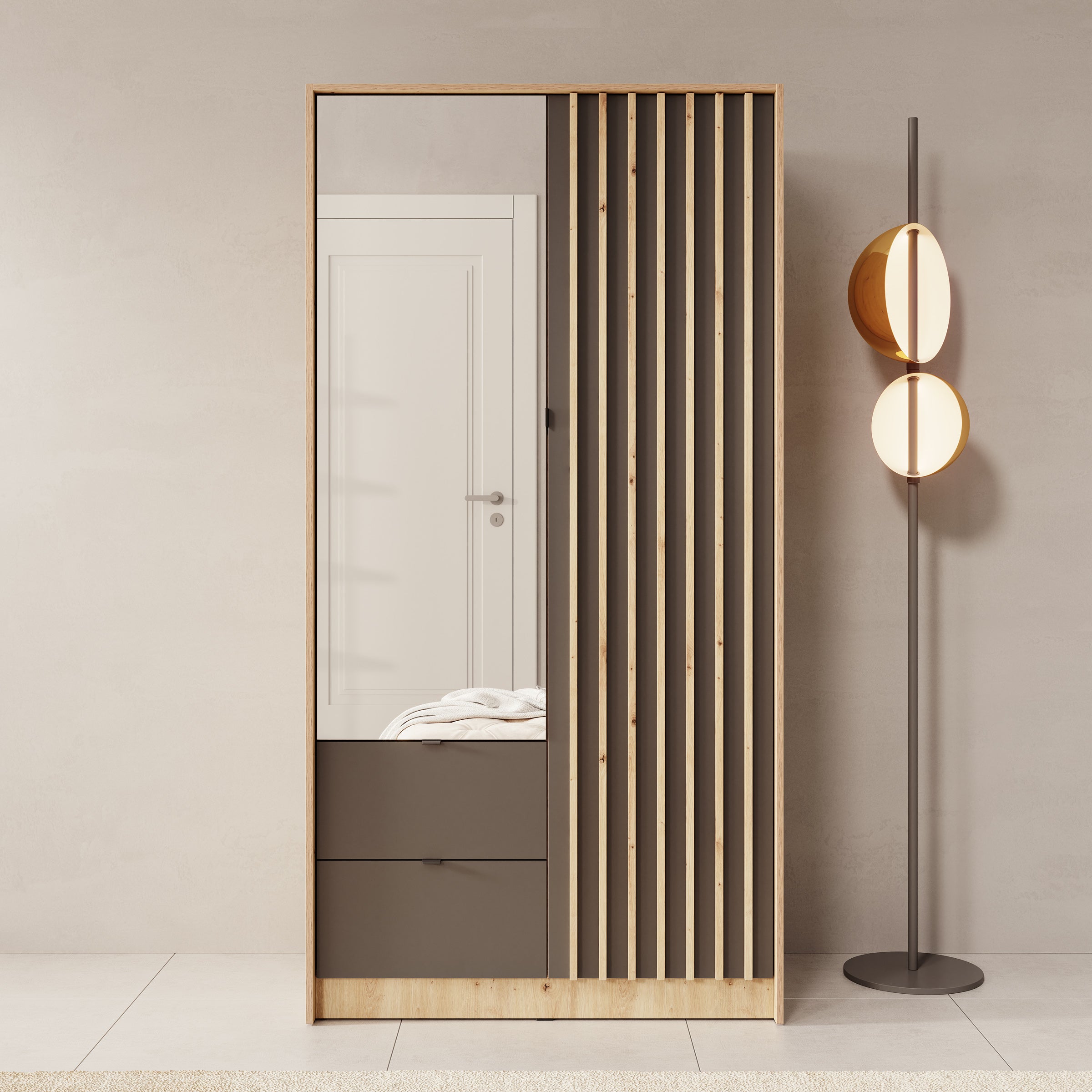 Kavalli - Kledingkast met 2 deuren - Eikenpatroon - 102x55x201 cm