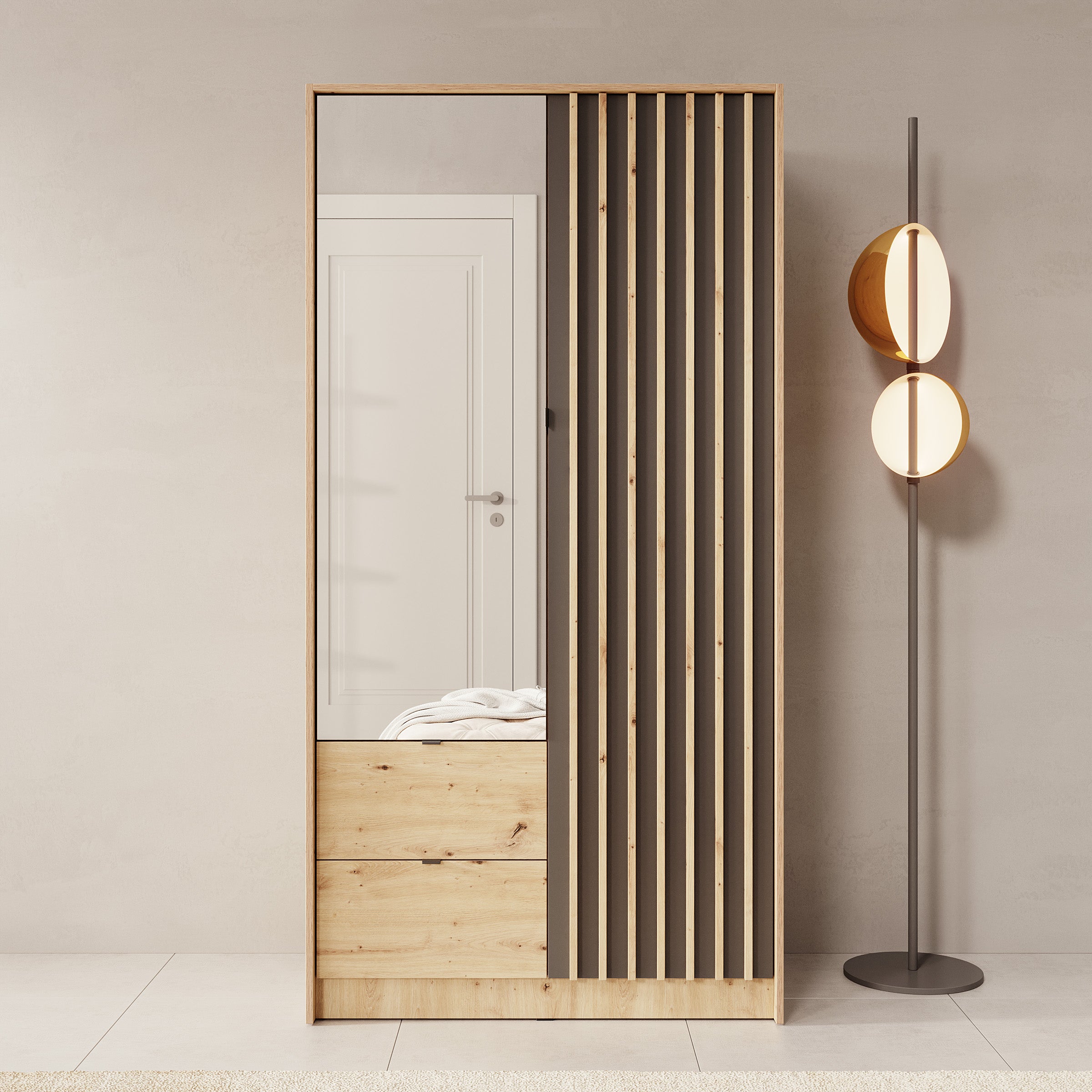 Kavalli - Kledingkast met 2 deuren - Eikenpatroon - 102x55x201 cm