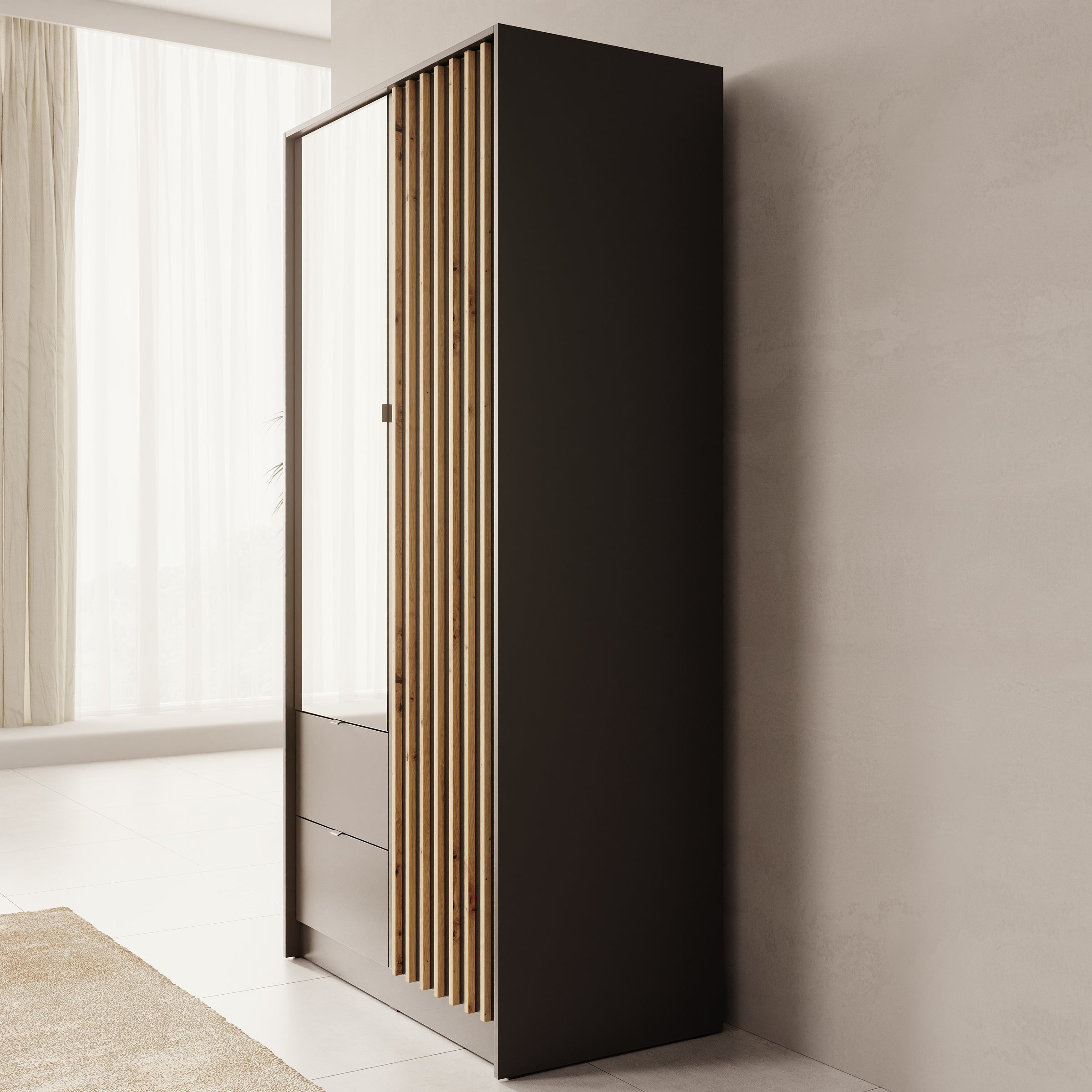 Kavalli - Kledingkast met 2 deuren - Zwart - 102x55x201 cm
