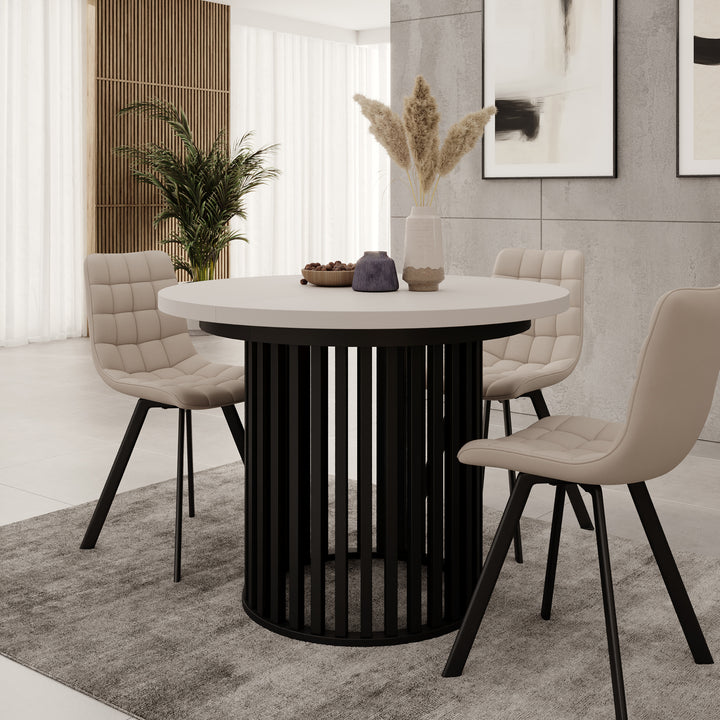 Kaya - Eetkamertafel - Beige/Zwart - Uitschuifbaar - 100/150/200x76 cm