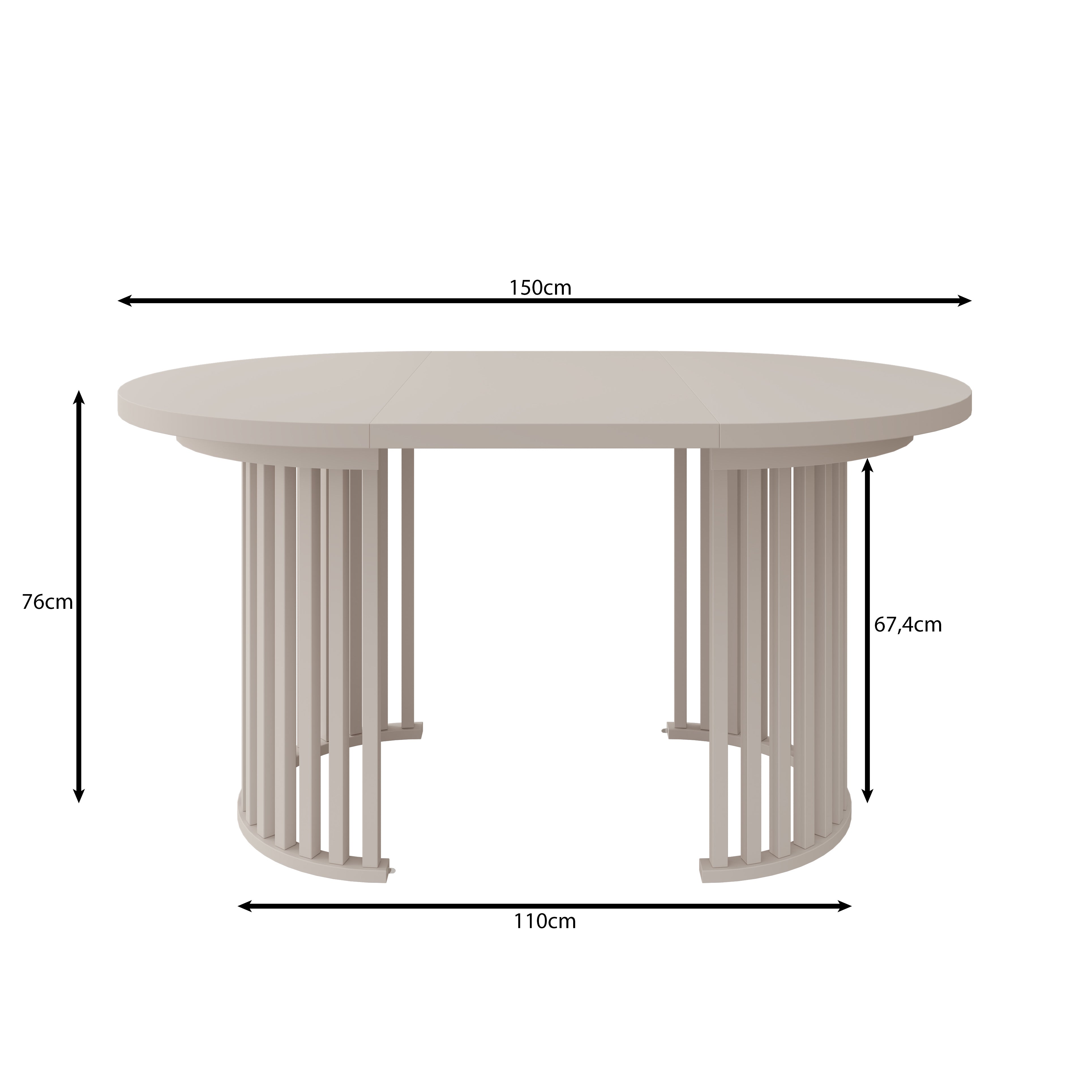 Kaya - Eetkamertafel - Eikenpatroon/Zwart - Uitschuifbaar - 100/150/200x76 cm