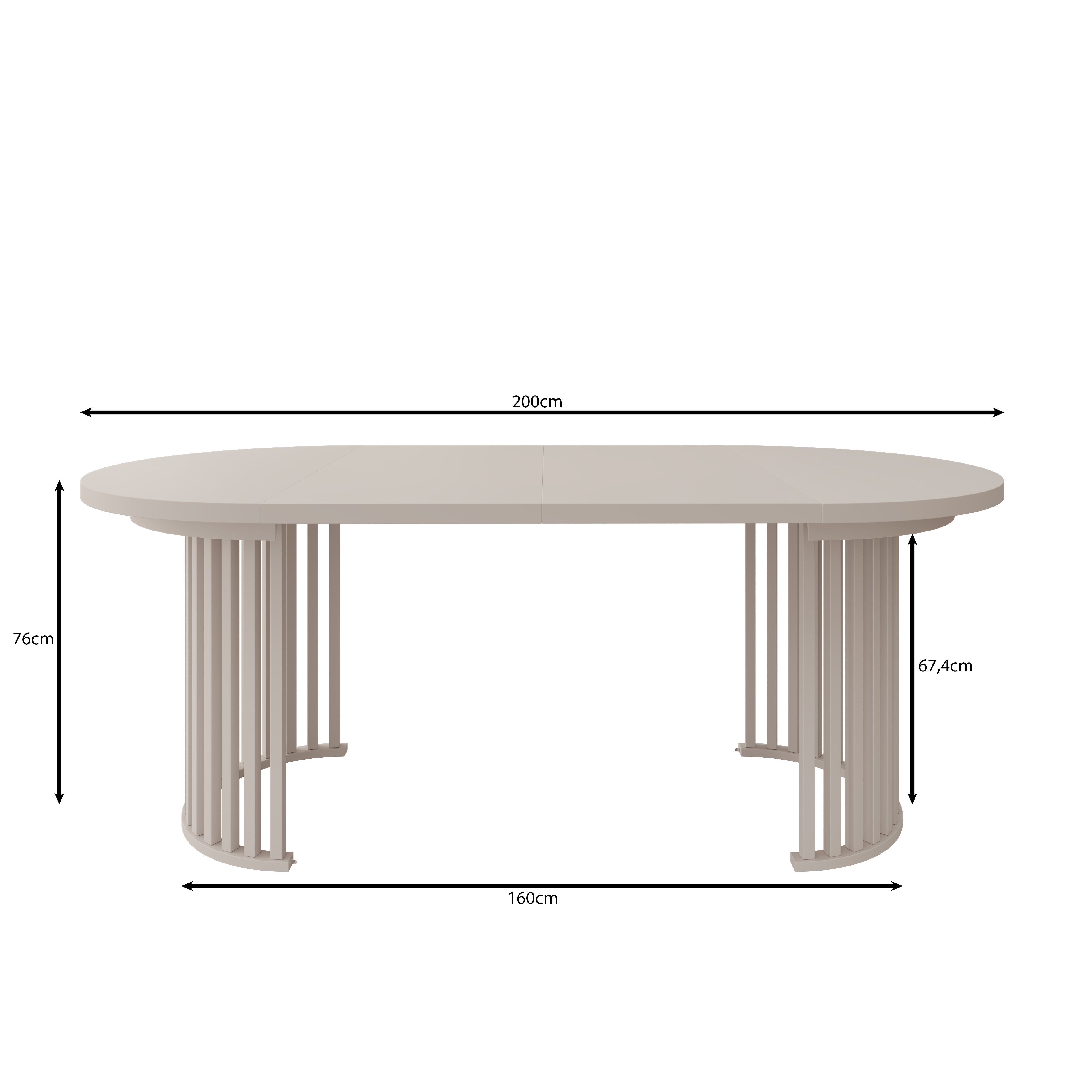 Kaya - Eetkamertafel - Eikenpatroon/Zwart - Uitschuifbaar - 100/150/200x76 cm