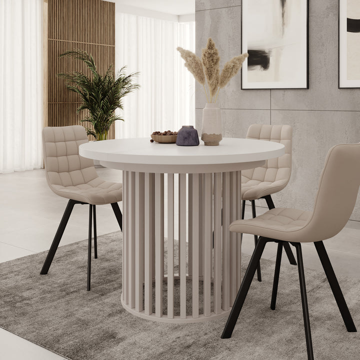 Kaya - Eetkamertafel - Wit/Beige - Uitschuifbaar - 100/150/200x76 cm