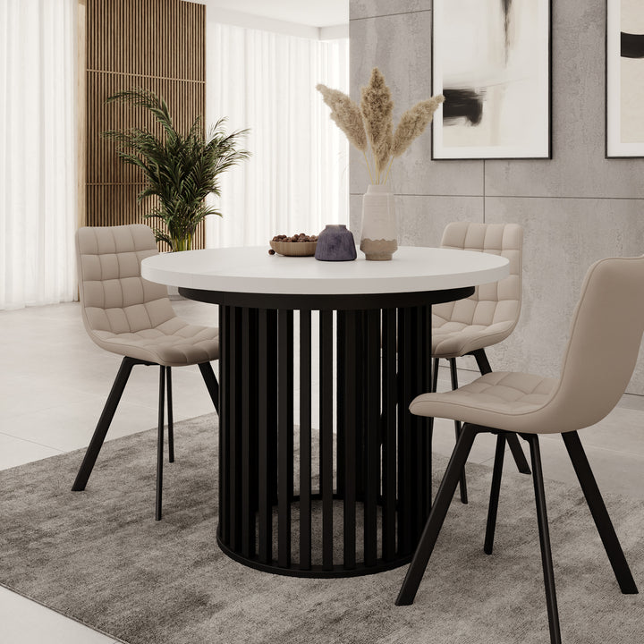 Kaya - Eetkamertafel - Wit/Zwart - Uitschuifbaar - 100/150/200x76 cm