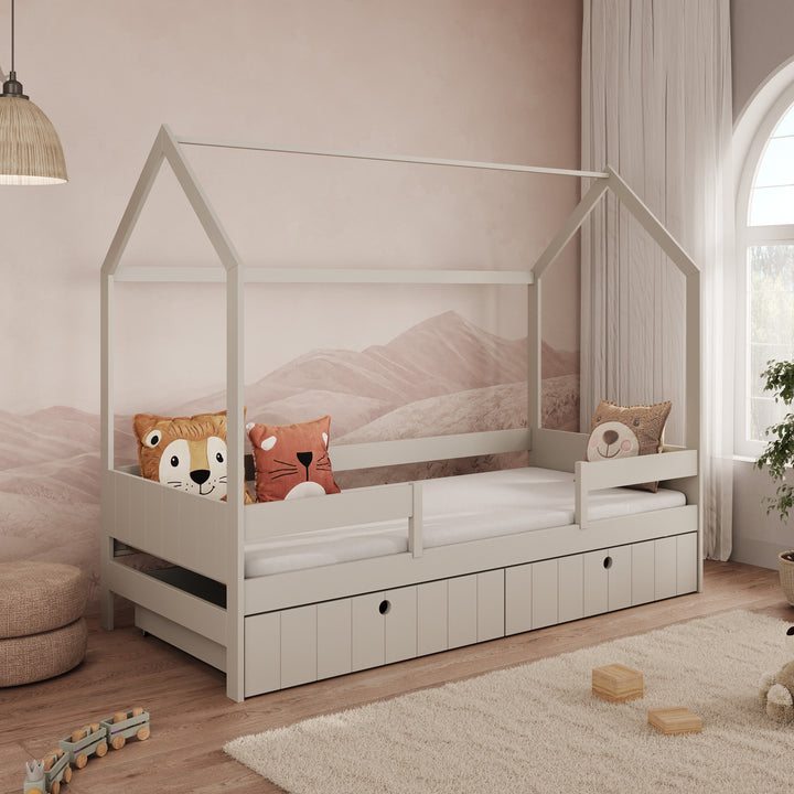 Kenepa - Huisjesbed met lades - Beige - 90x200 cm