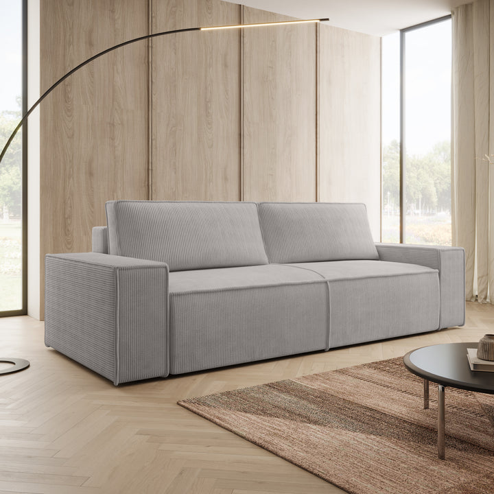 Khaos - 3-zitsbank - Ribstof grijs - 245x90x82 cm