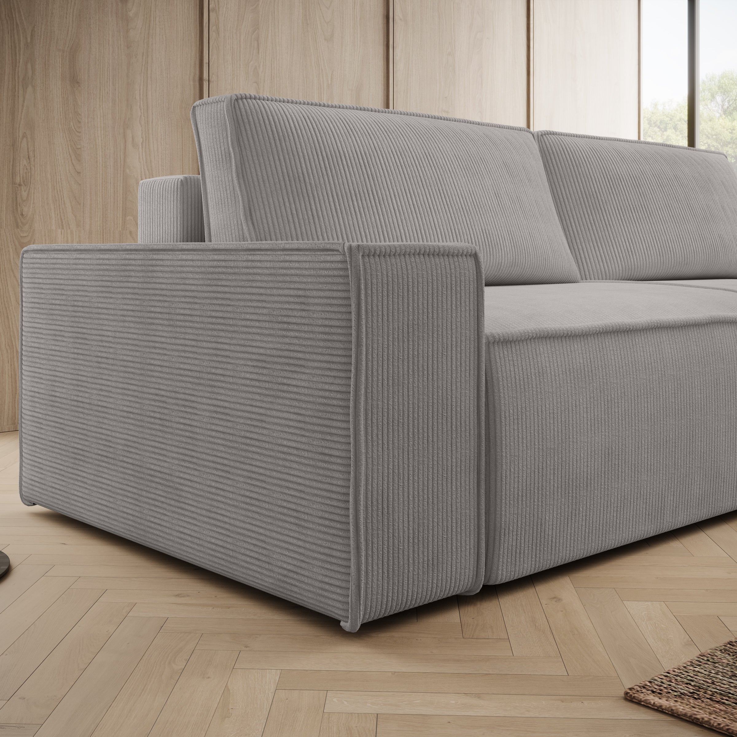 Khaos - 3-zitsbank - Ribstof grijs - 245x90x82 cm