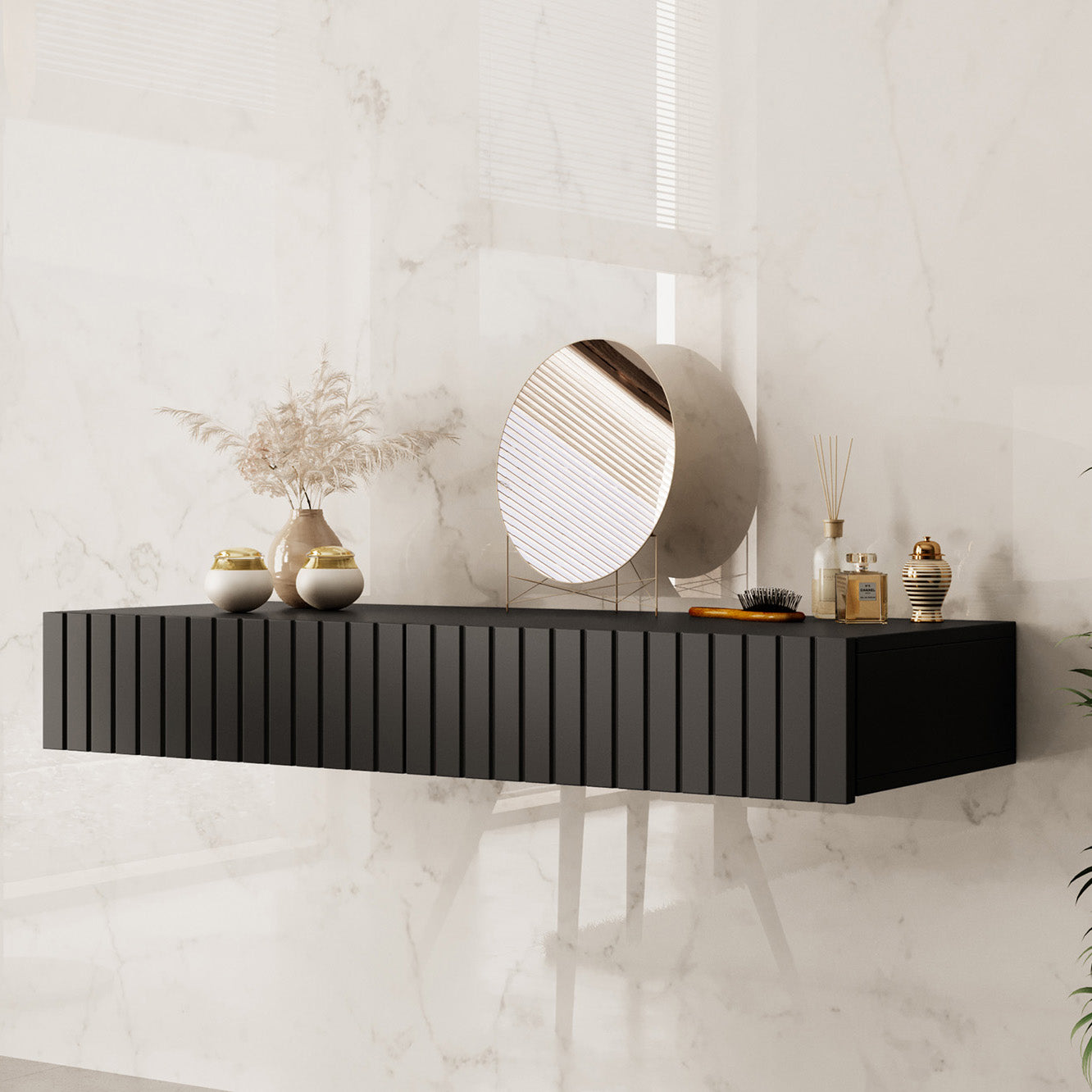 King - Kaptafel - Mat Zwart - 100x41 cm