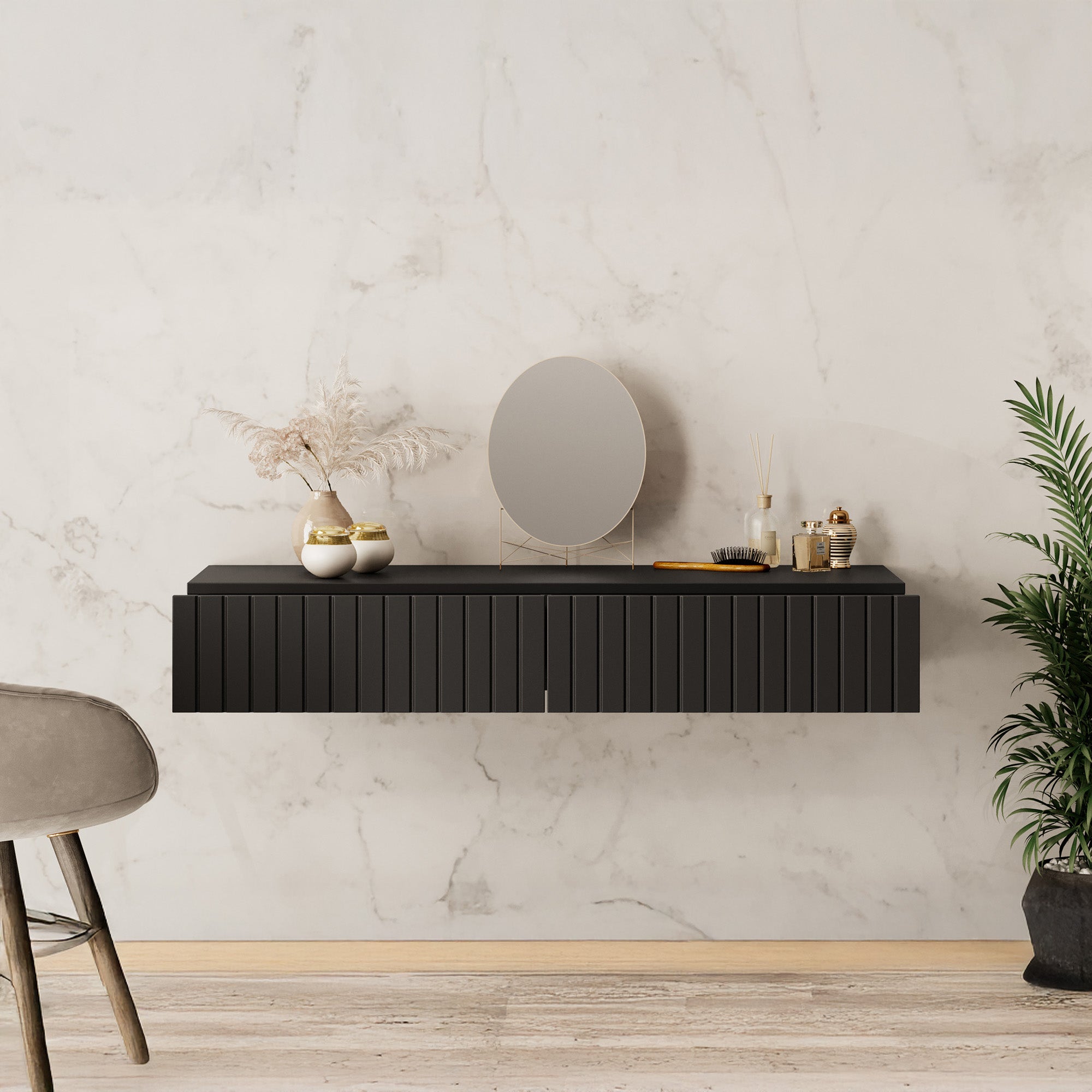 King - Kaptafel - Mat Zwart - 100x41 cm