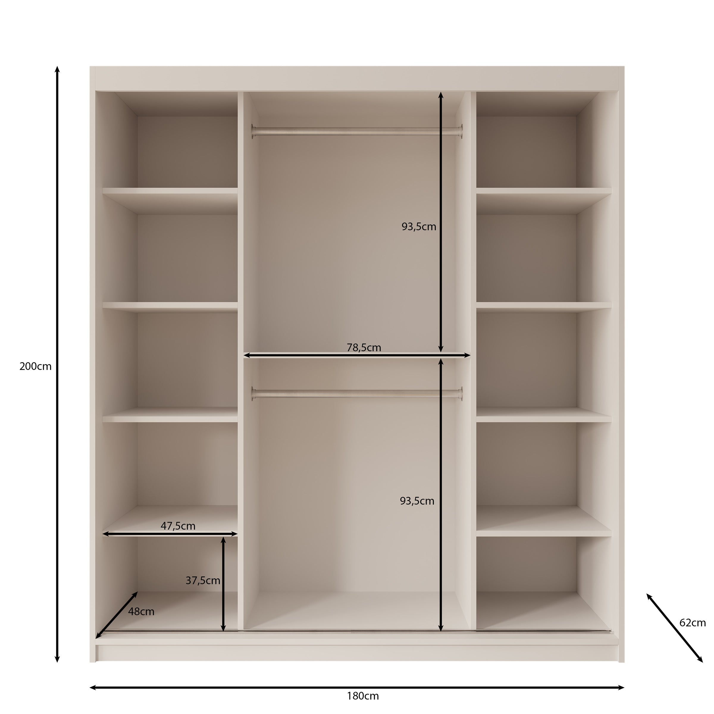 Azai - Kledingkast met schuifdeuren - Beige