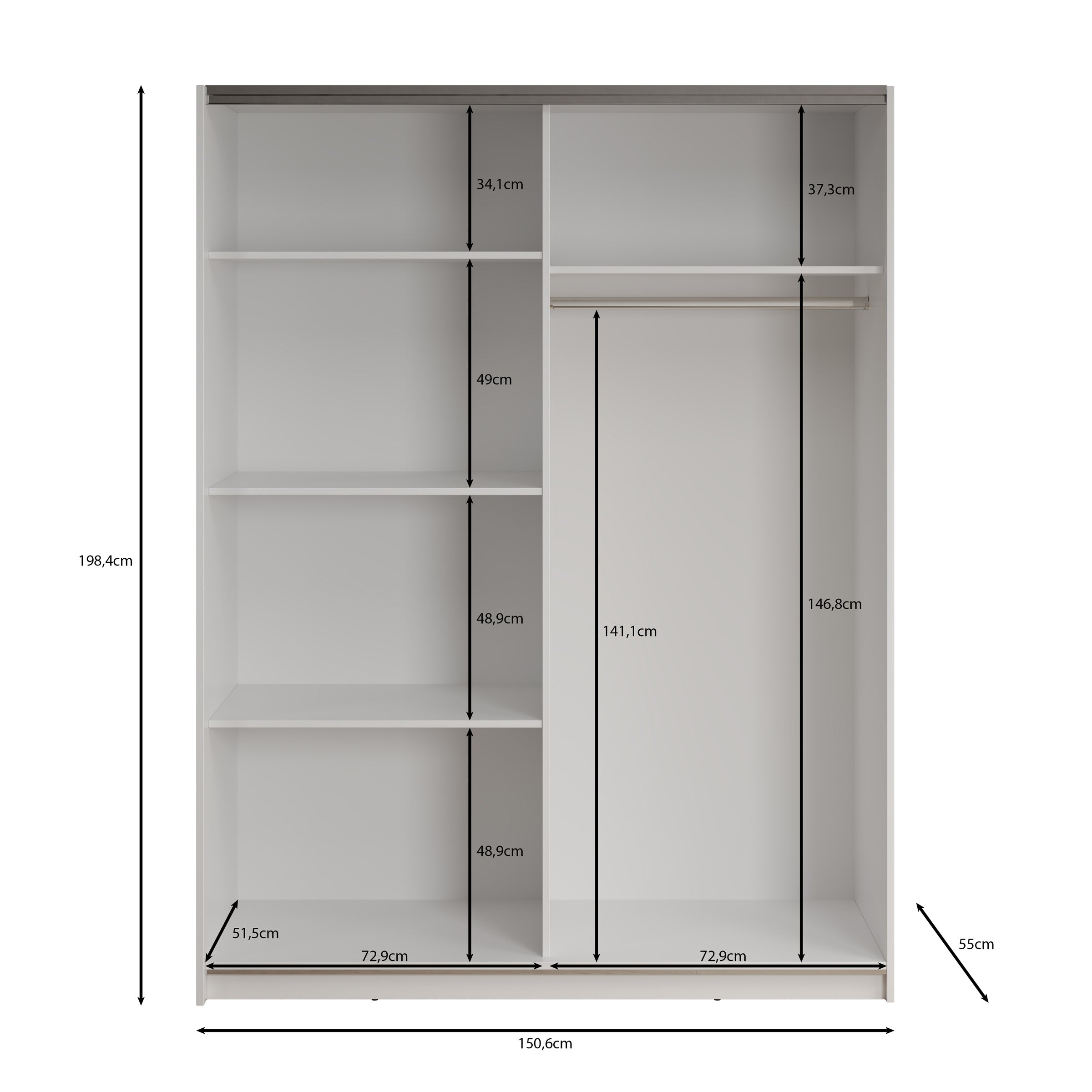 Deliryon - Kledingkast met schuifdeuren - Wit