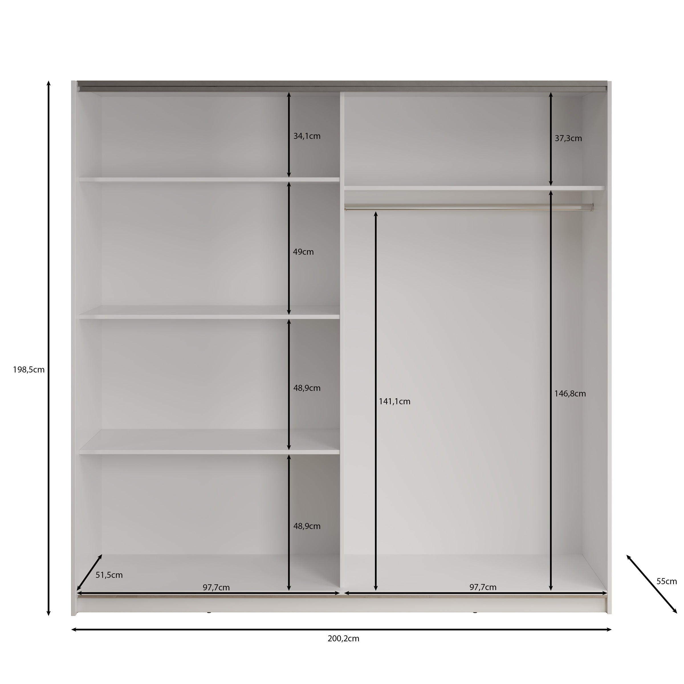 Deliryon - Kledingkast met schuifdeuren - Wit