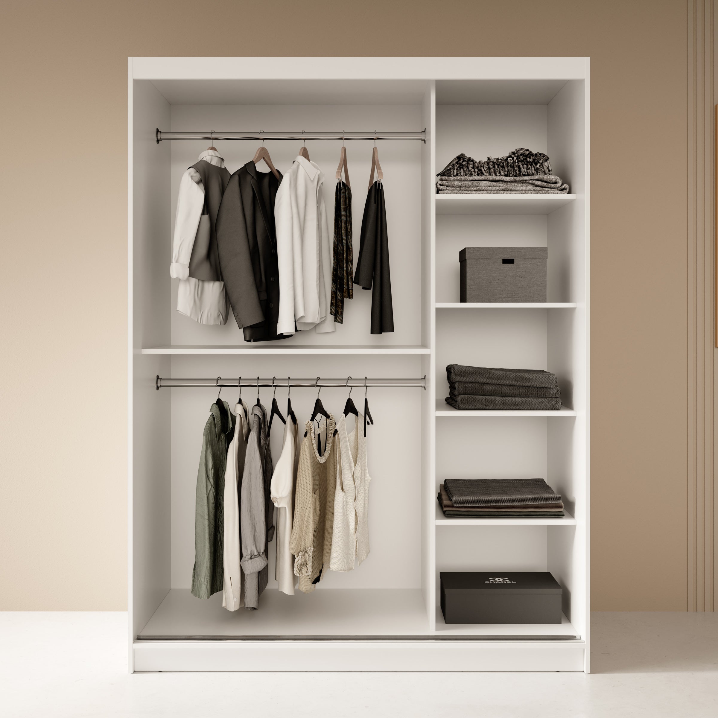 Fessaro - Kledingkast - Wit - 150x62x200 cm