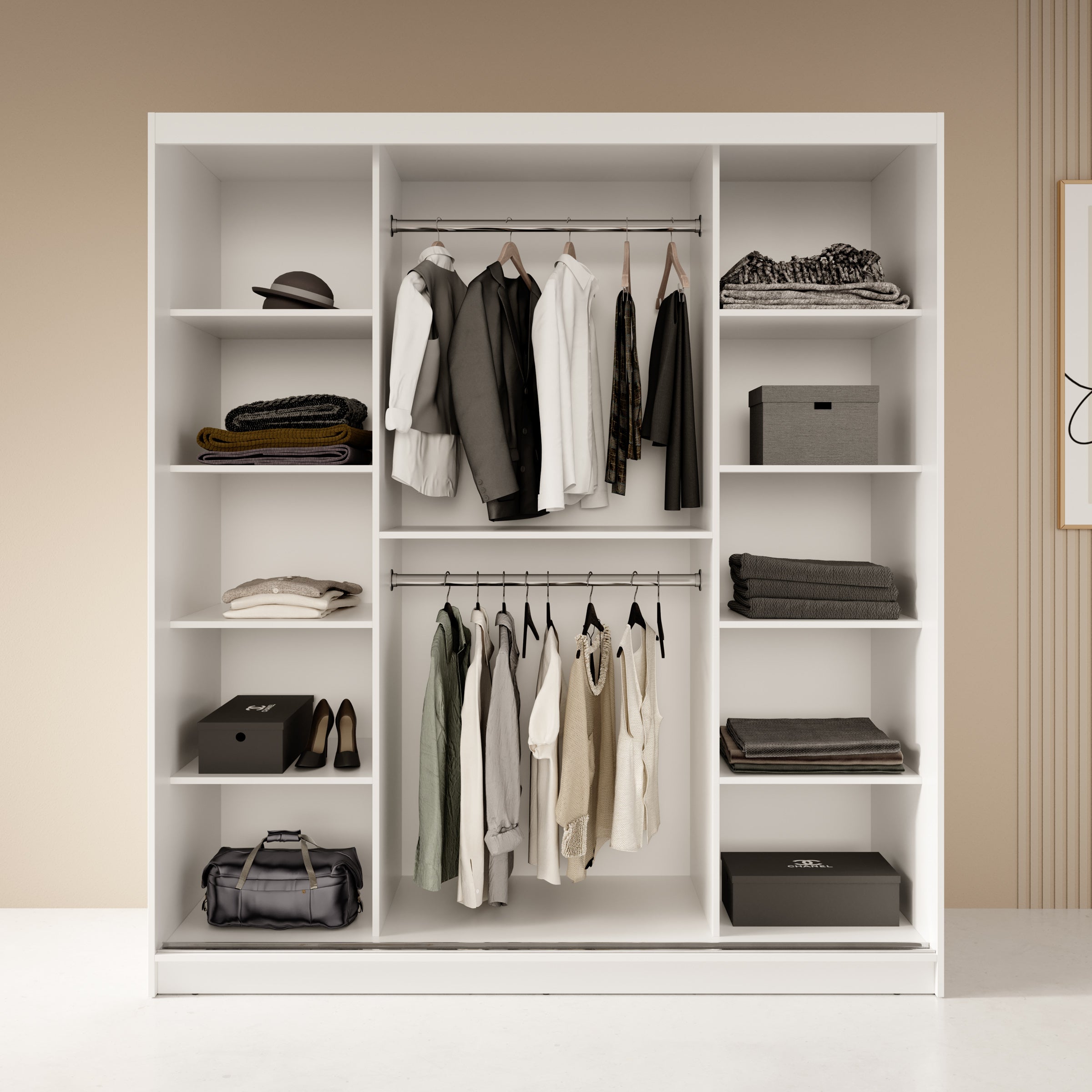 Fessaro - Kledingkast - Wit - 180x62x200 cm