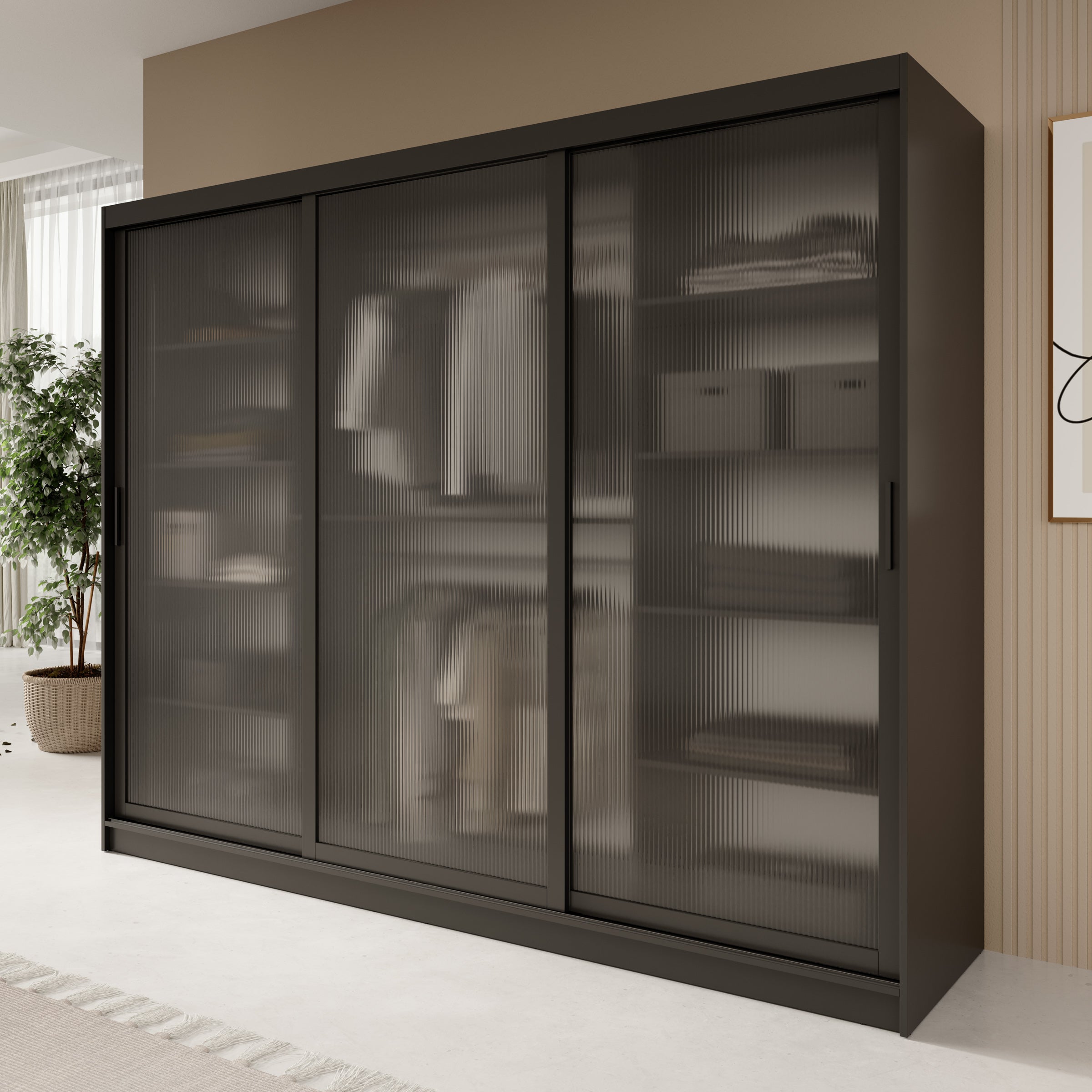 Fessaro - Kledingkast - Zwart - 250x62x200 cm