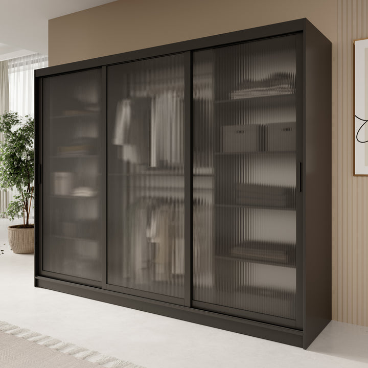 Fessaro - Kledingkast - Zwart - 250x62x200 cm
