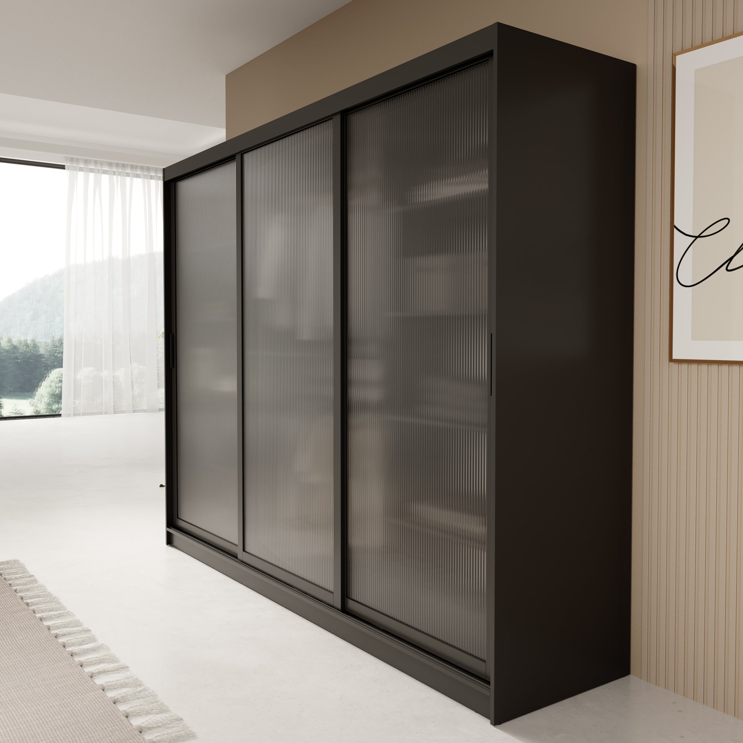 Fessaro - Kledingkast - Zwart - 250x62x200 cm