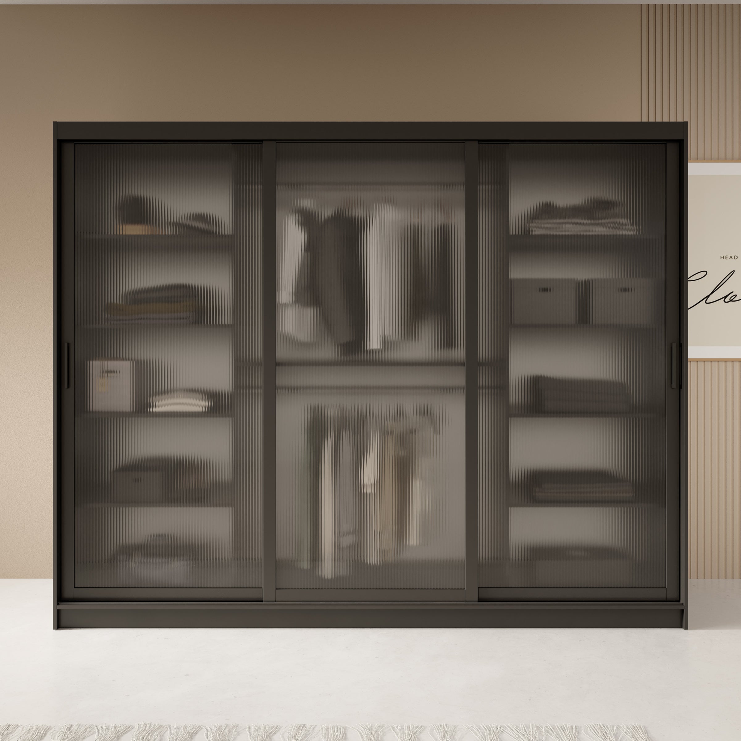 Fessaro - Kledingkast - Zwart - 250x62x200 cm