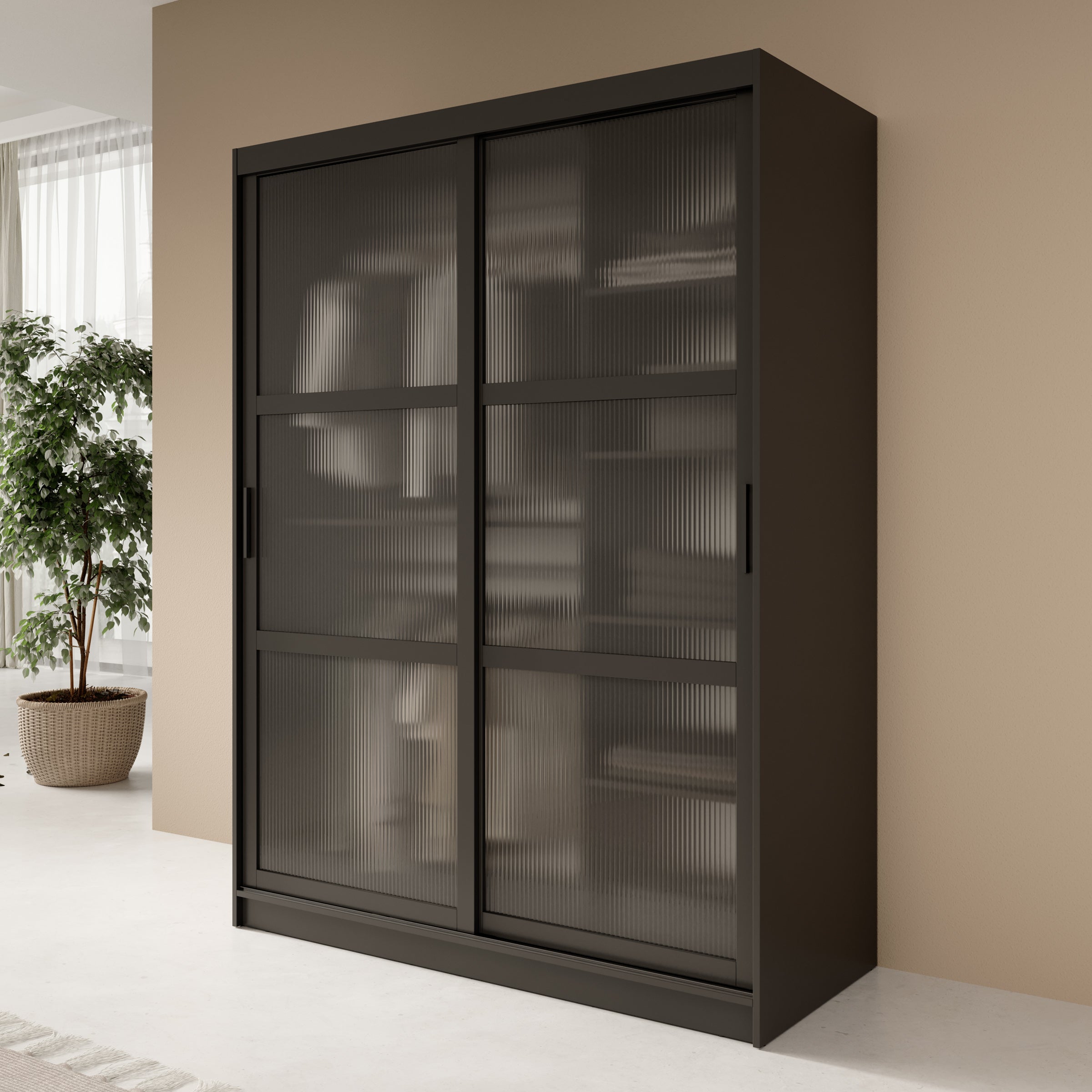Fessaro - Kledingkast - Zwart - 150x62x200 cm