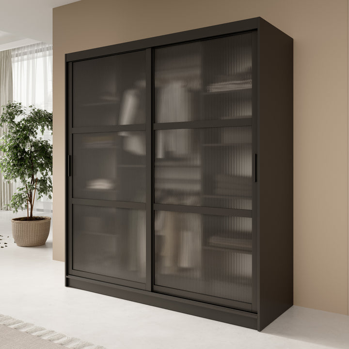 Fessaro- Kledingkast - Zwart - 180x62x200 cm
