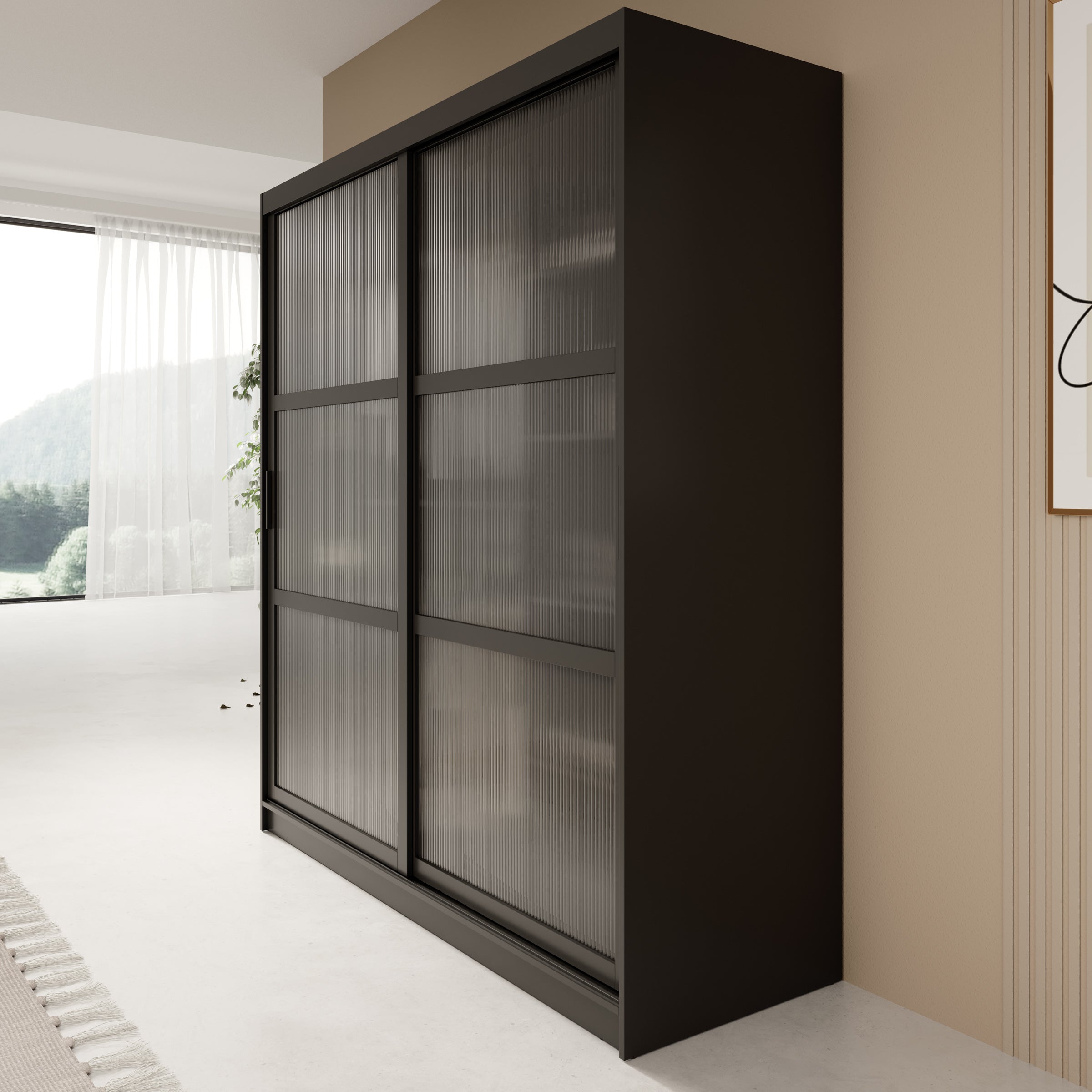 Fessaro- Kledingkast - Zwart - 180x62x200 cm