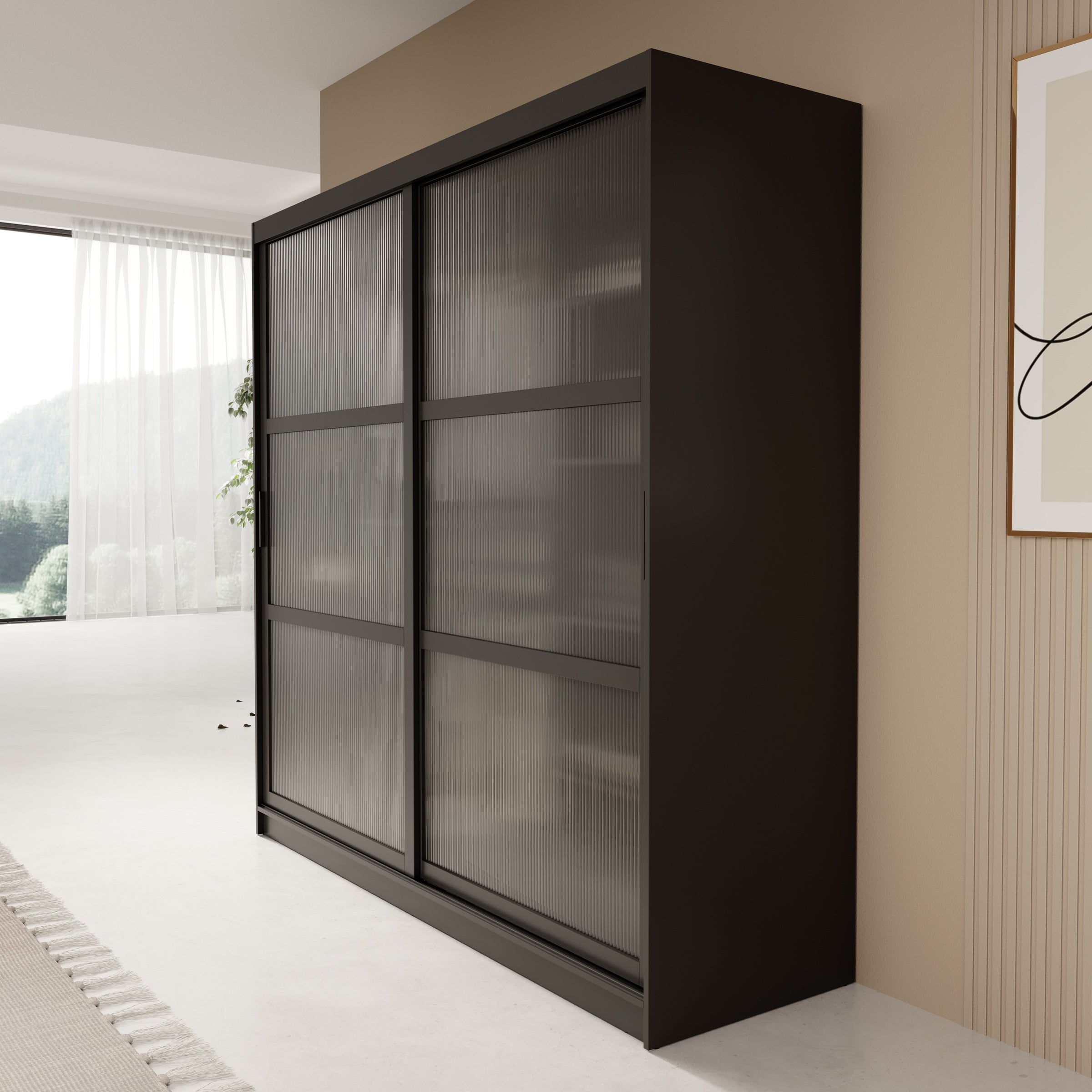 Fessaro - Kledingkast - Zwart - 200x62x200 cm