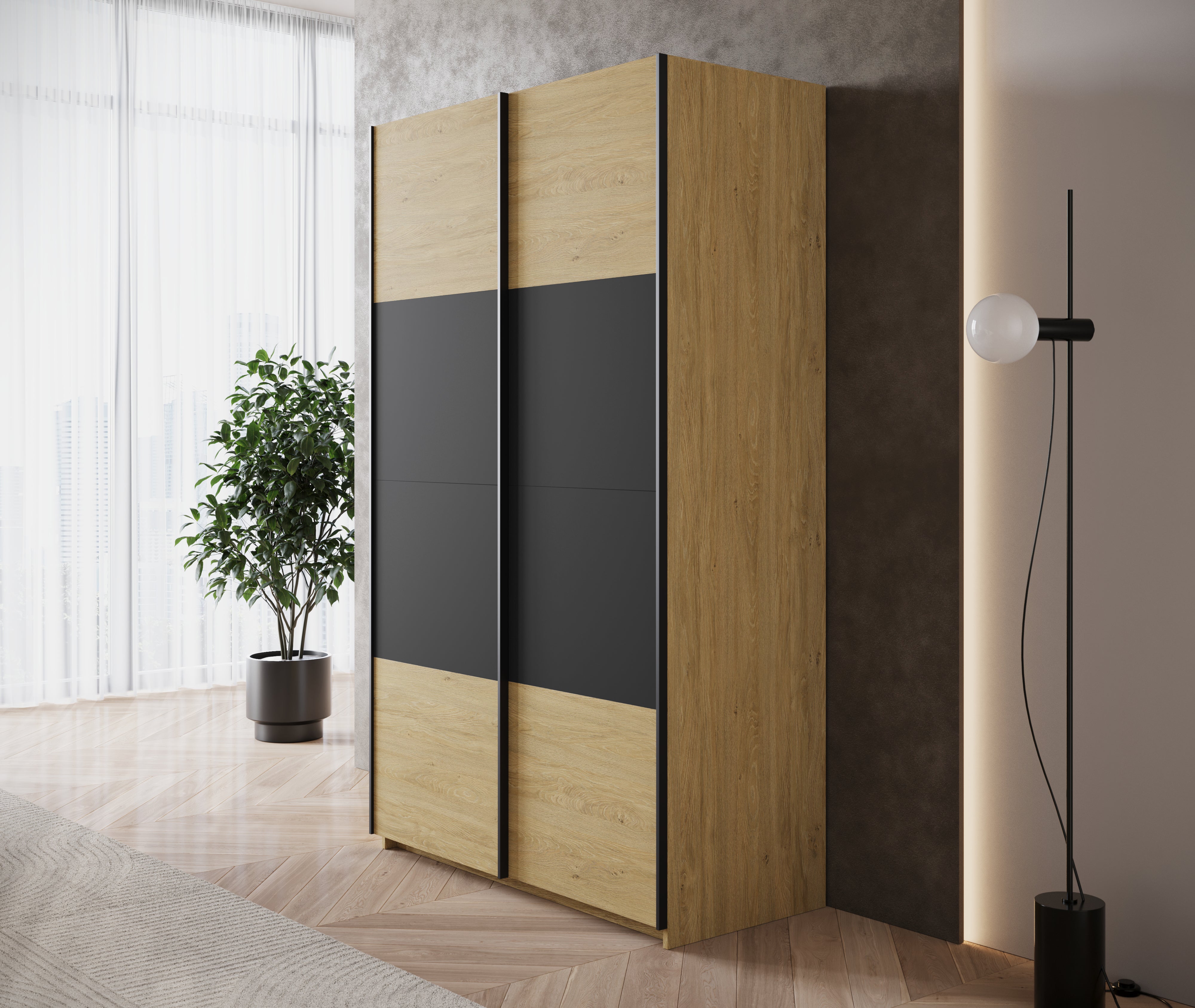 Lawson - Kledingkast met schuifdeuren - Eiken