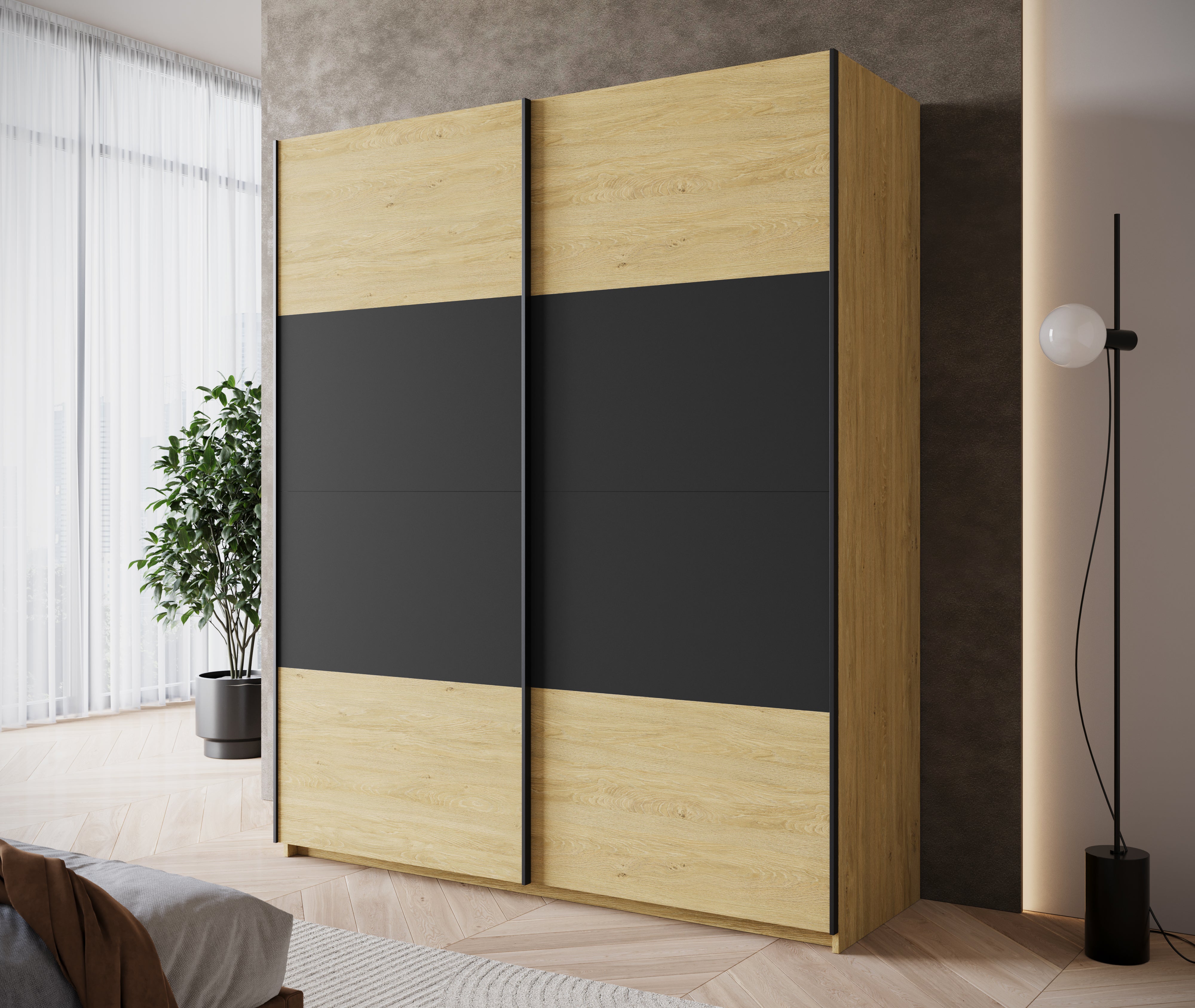 Lawson - Kledingkast met schuifdeuren - Eiken