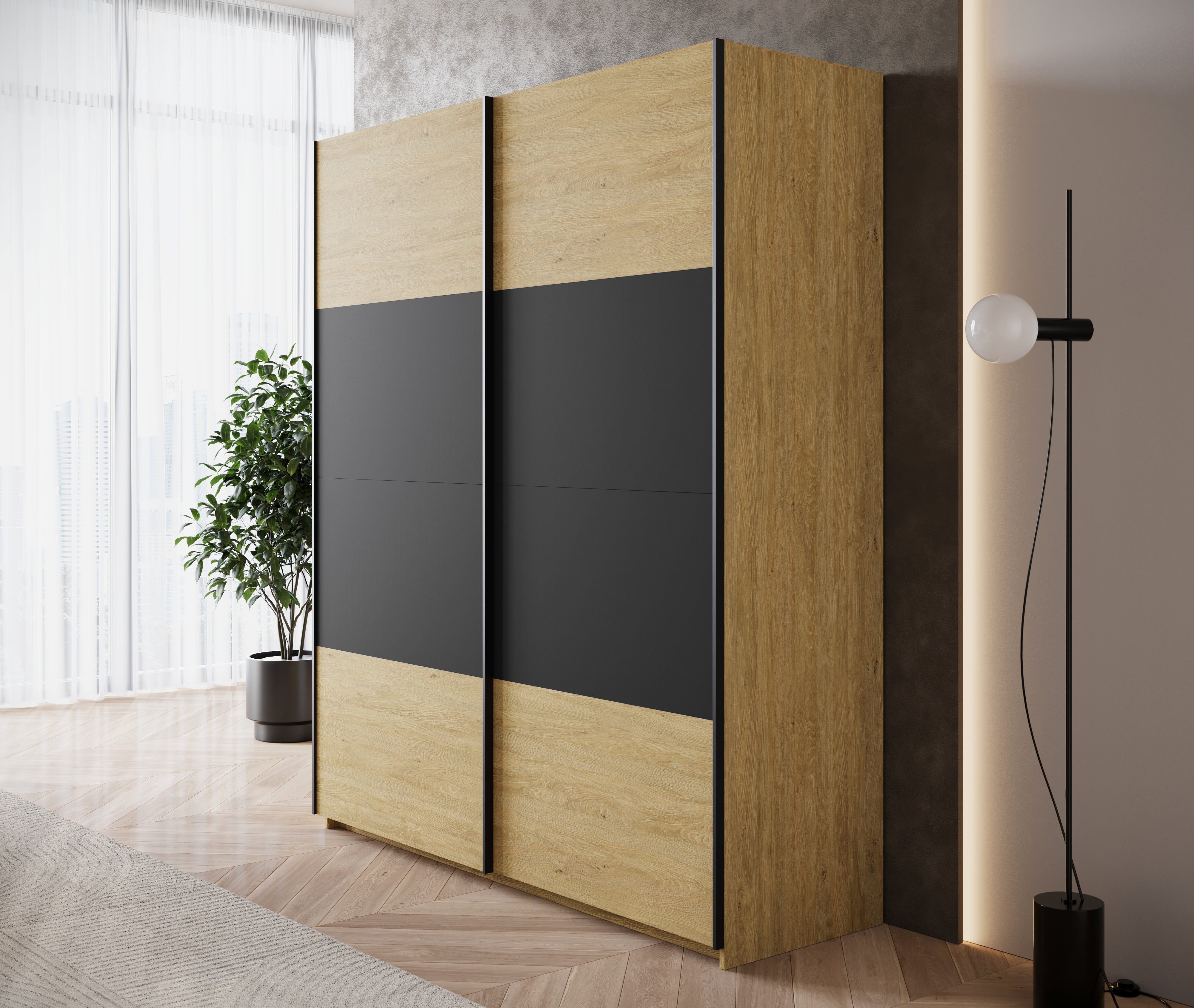 Lawson - Kledingkast met schuifdeuren - Eiken