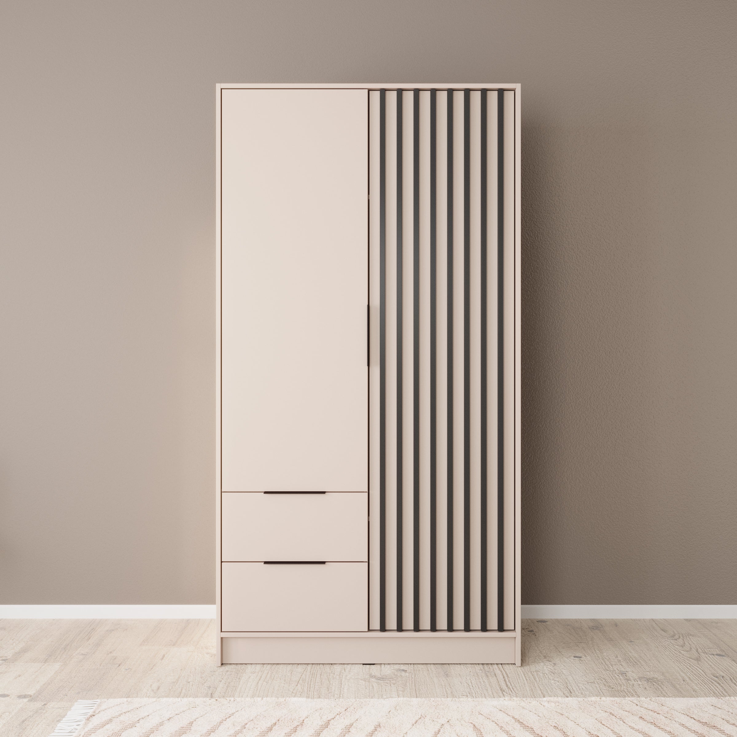 Nairobi - Kledingkast 2-deurs - Beige/eiken - 105x51x200 cm